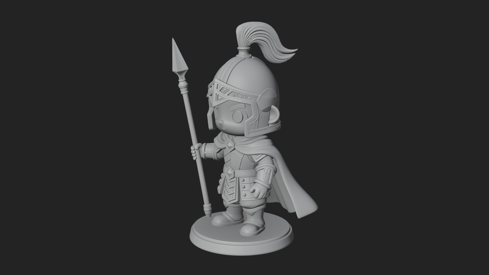 Chibi Crested Helm Soldier Statue Design 5 3D Print Model 3D Model