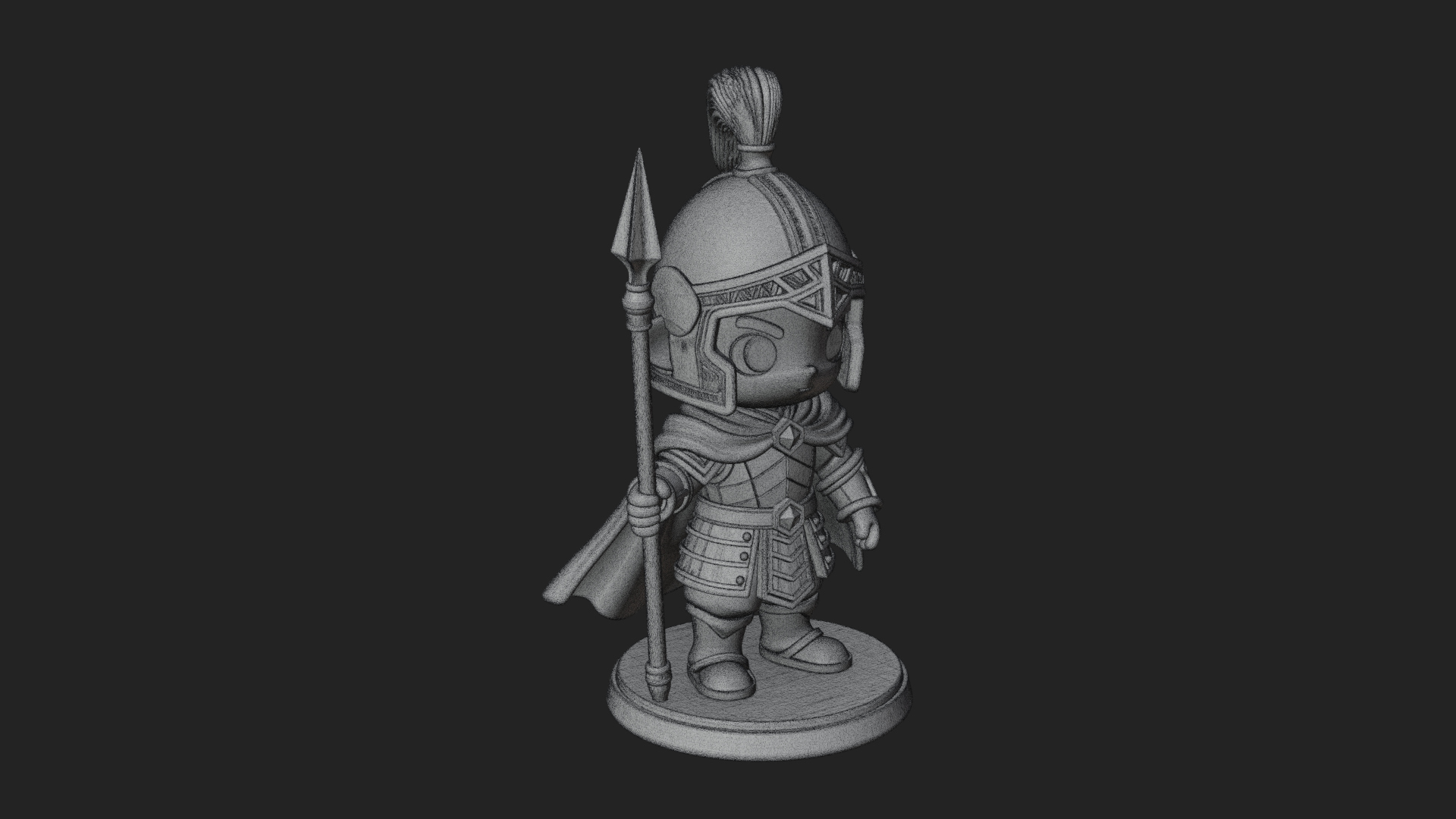 Chibi Crested Helm Soldier Statue Design 5 3D Print Model 3D Model