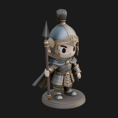 Chibi Crested Helm Soldier Statue Design 5 3D Print Model