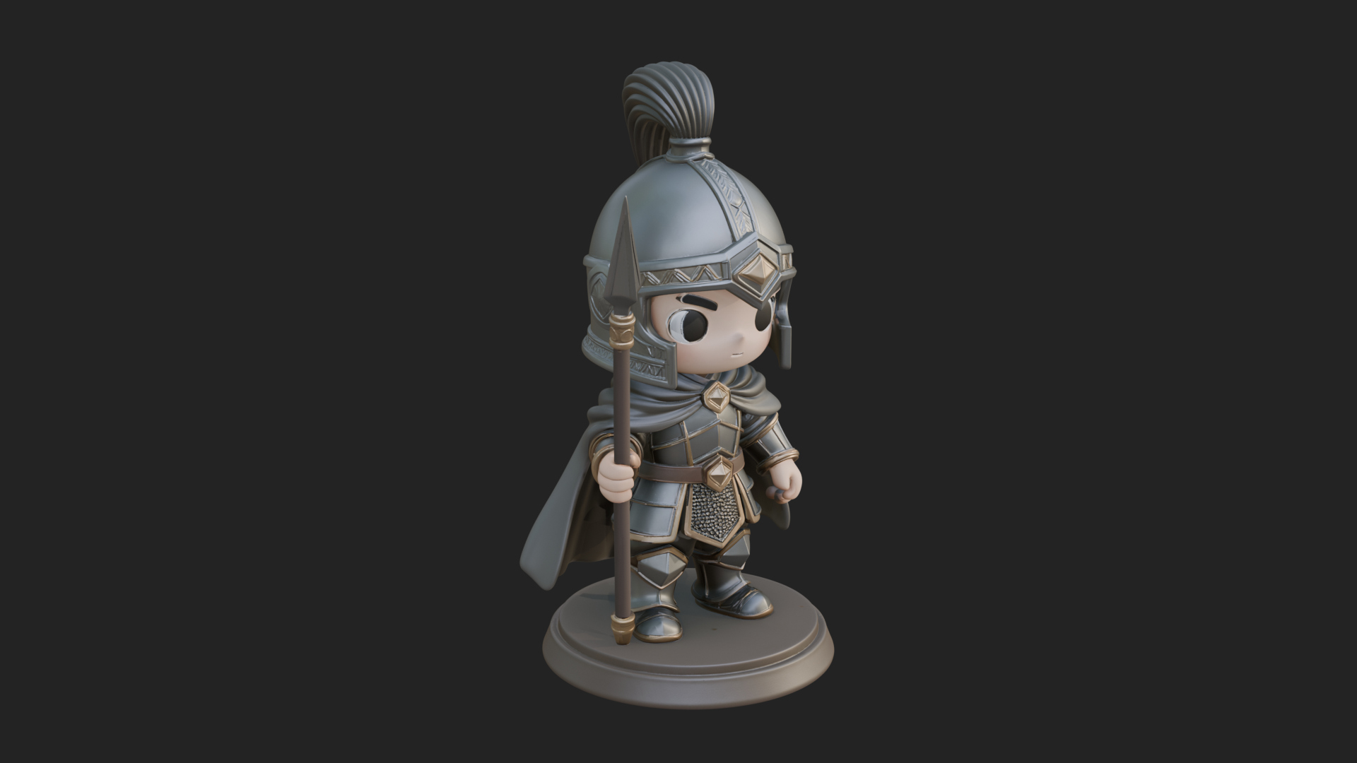 Chibi Crested Helm Soldier Statue Design 6 3D Print Model 3D Model