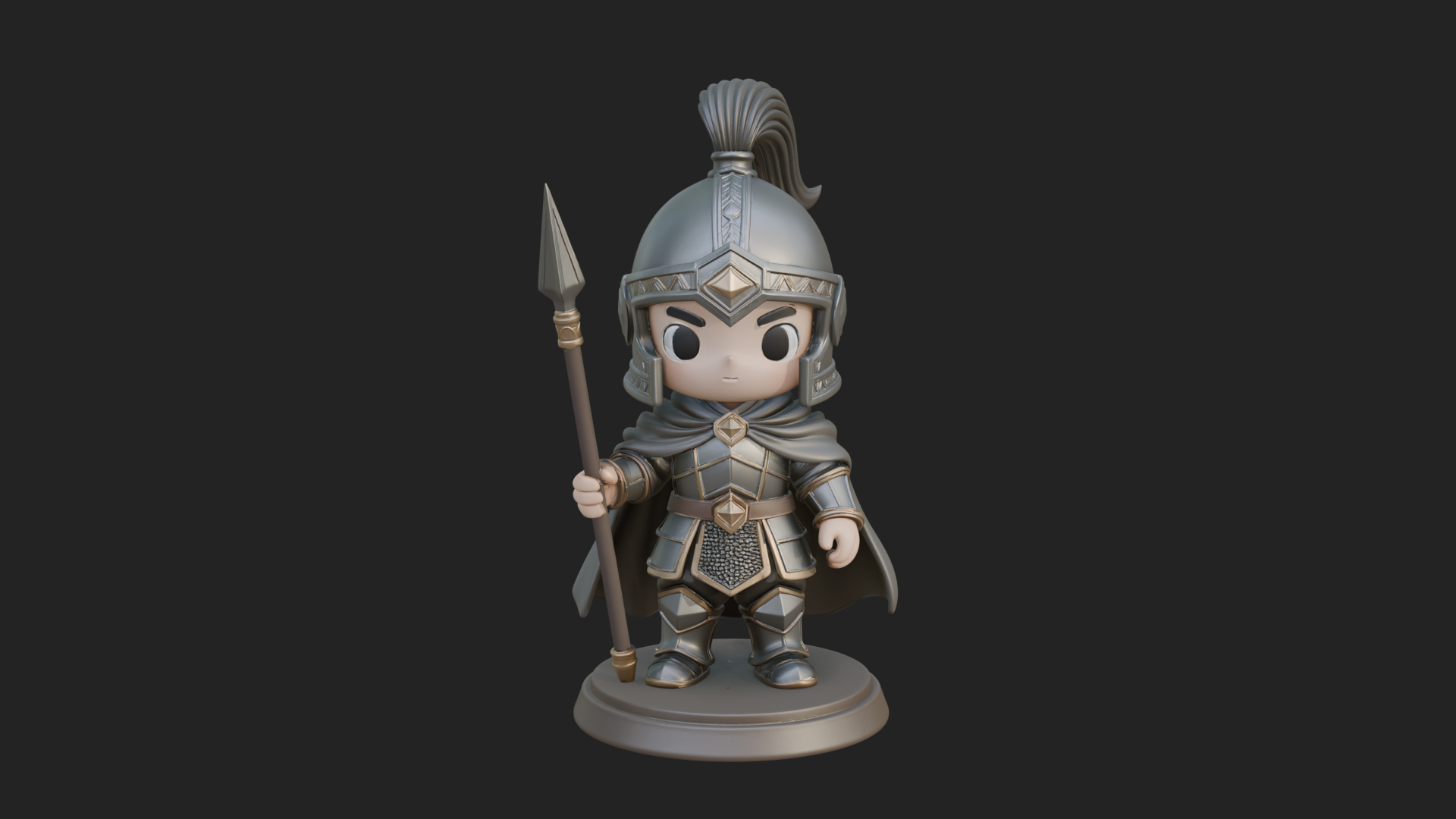 Chibi Crested Helm Soldier Statue Design 6 3D Print Model 3D Model