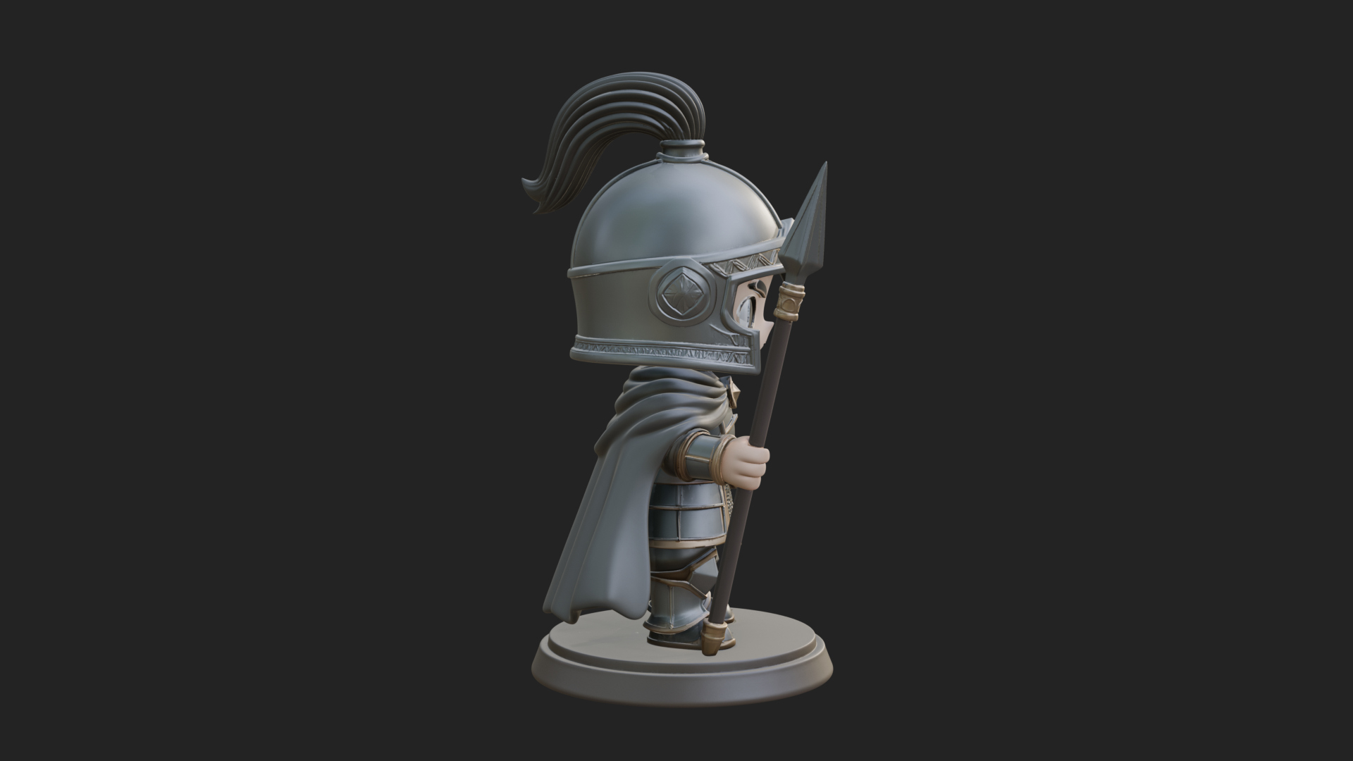 Chibi Crested Helm Soldier Statue Design 6 3D Print Model 3D Model