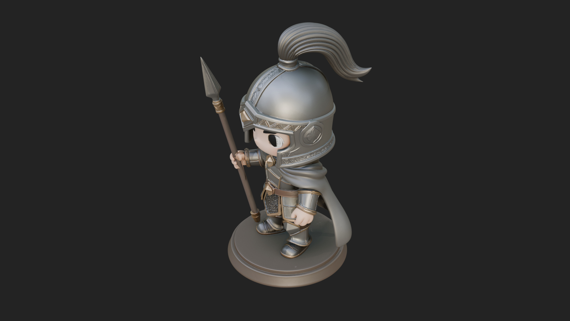 Chibi Crested Helm Soldier Statue Design 6 3D Print Model 3D Model