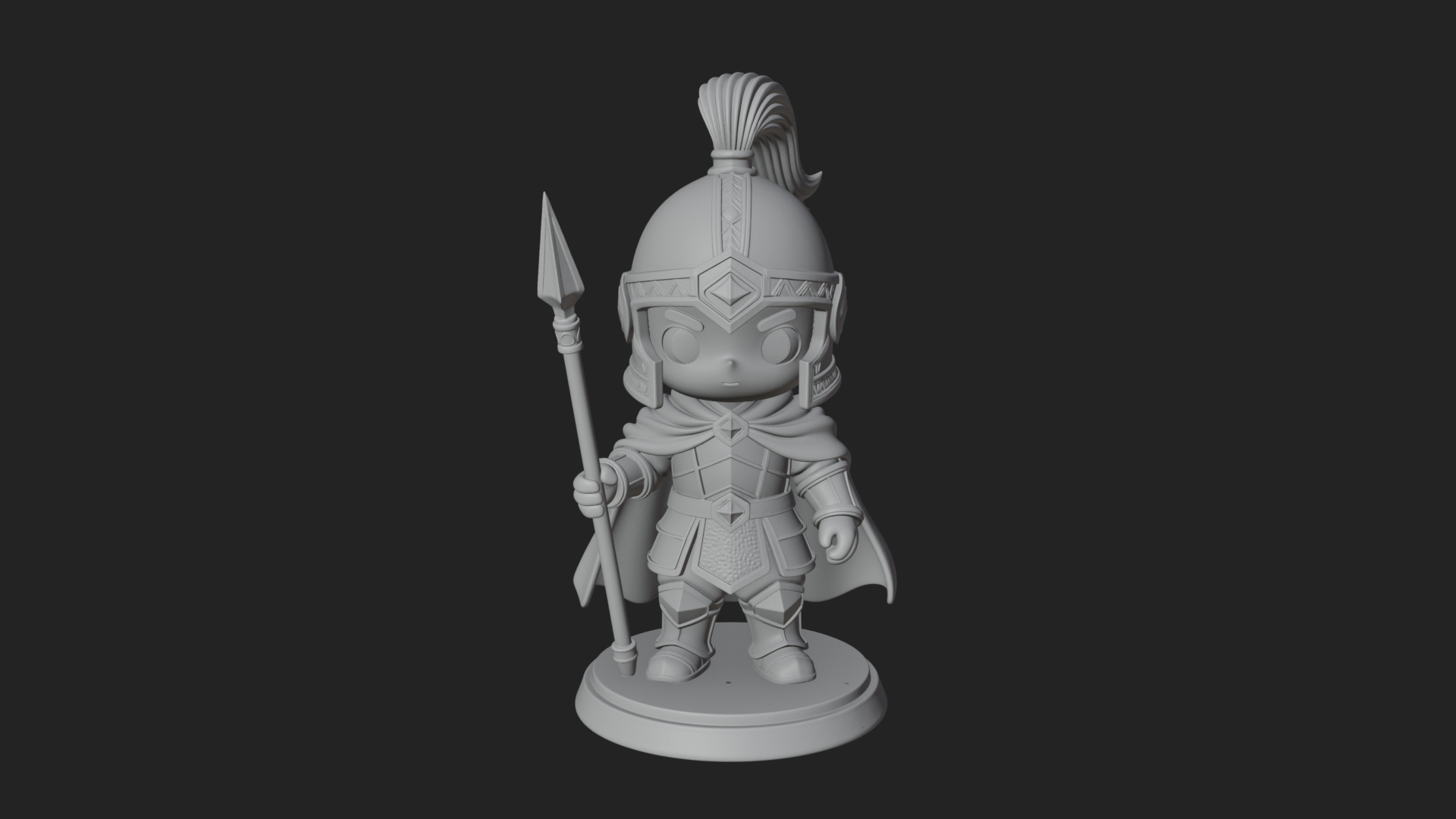 Chibi Crested Helm Soldier Statue Design 6 3D Print Model 3D Model