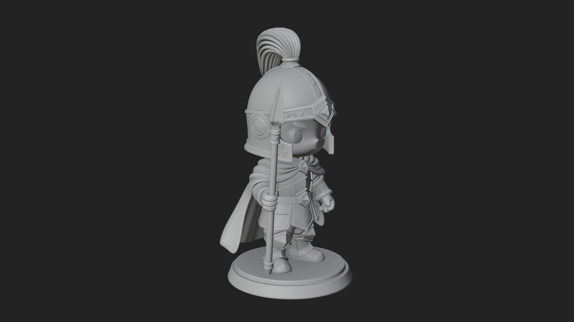 Chibi Crested Helm Soldier Statue Design 6 3D Print Model 3D Model