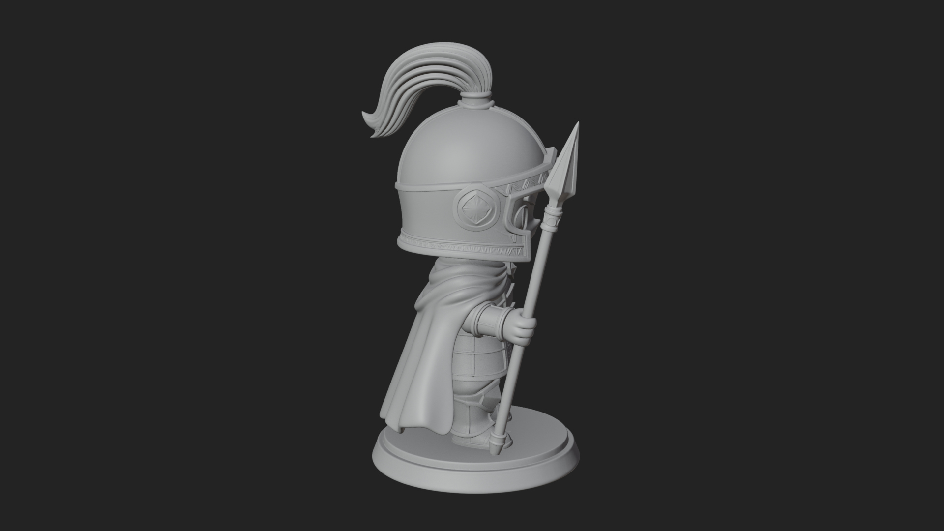 Chibi Crested Helm Soldier Statue Design 6 3D Print Model 3D Model