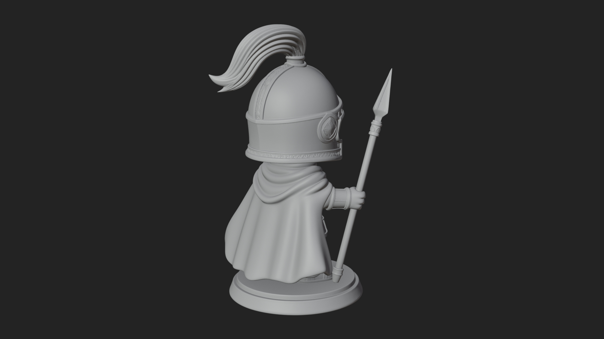 Chibi Crested Helm Soldier Statue Design 6 3D Print Model 3D Model