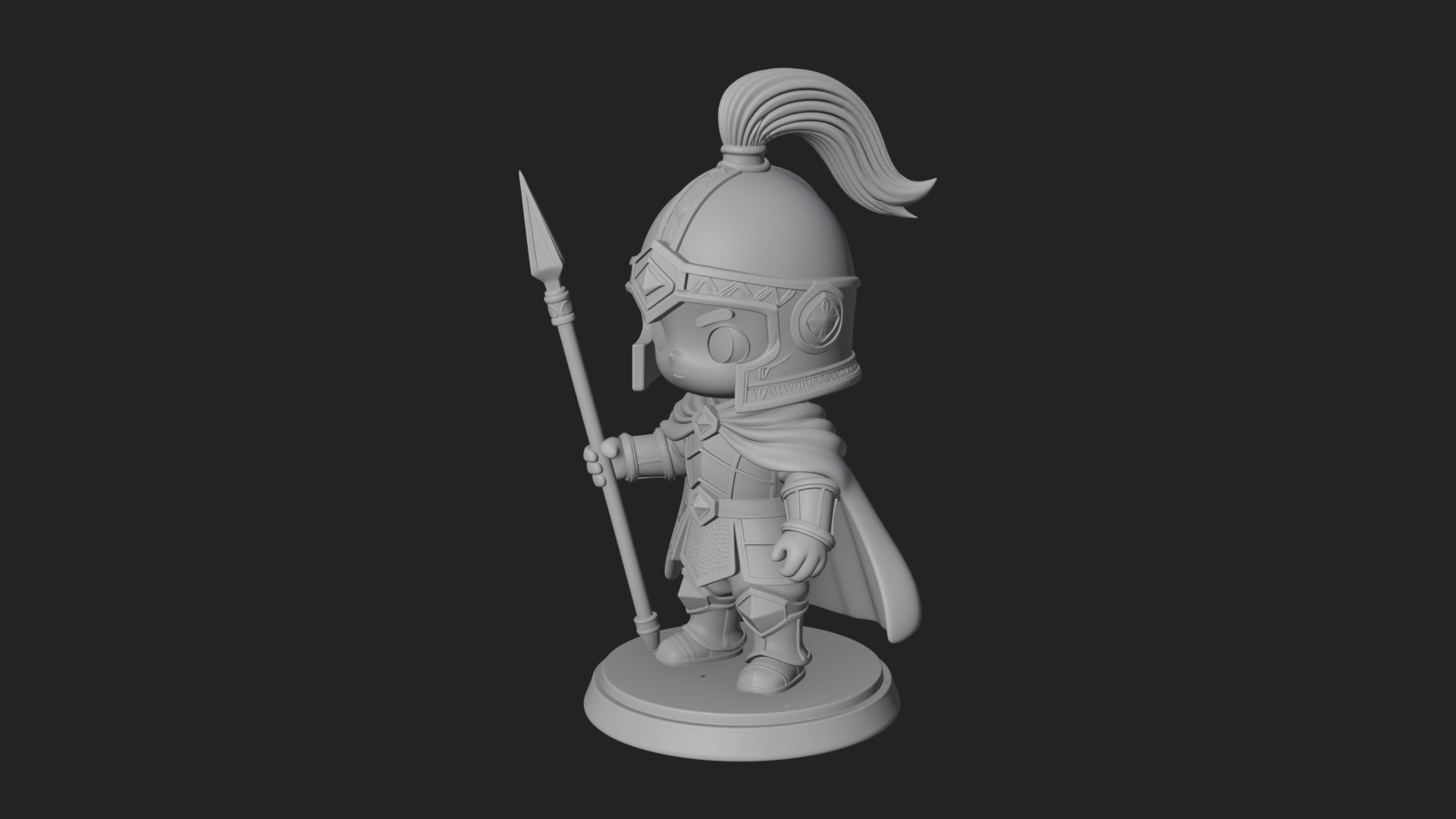 Chibi Crested Helm Soldier Statue Design 6 3D Print Model 3D Model