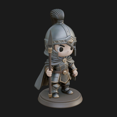 Chibi Crested Helm Soldier Statue Design 6 3D Print Model