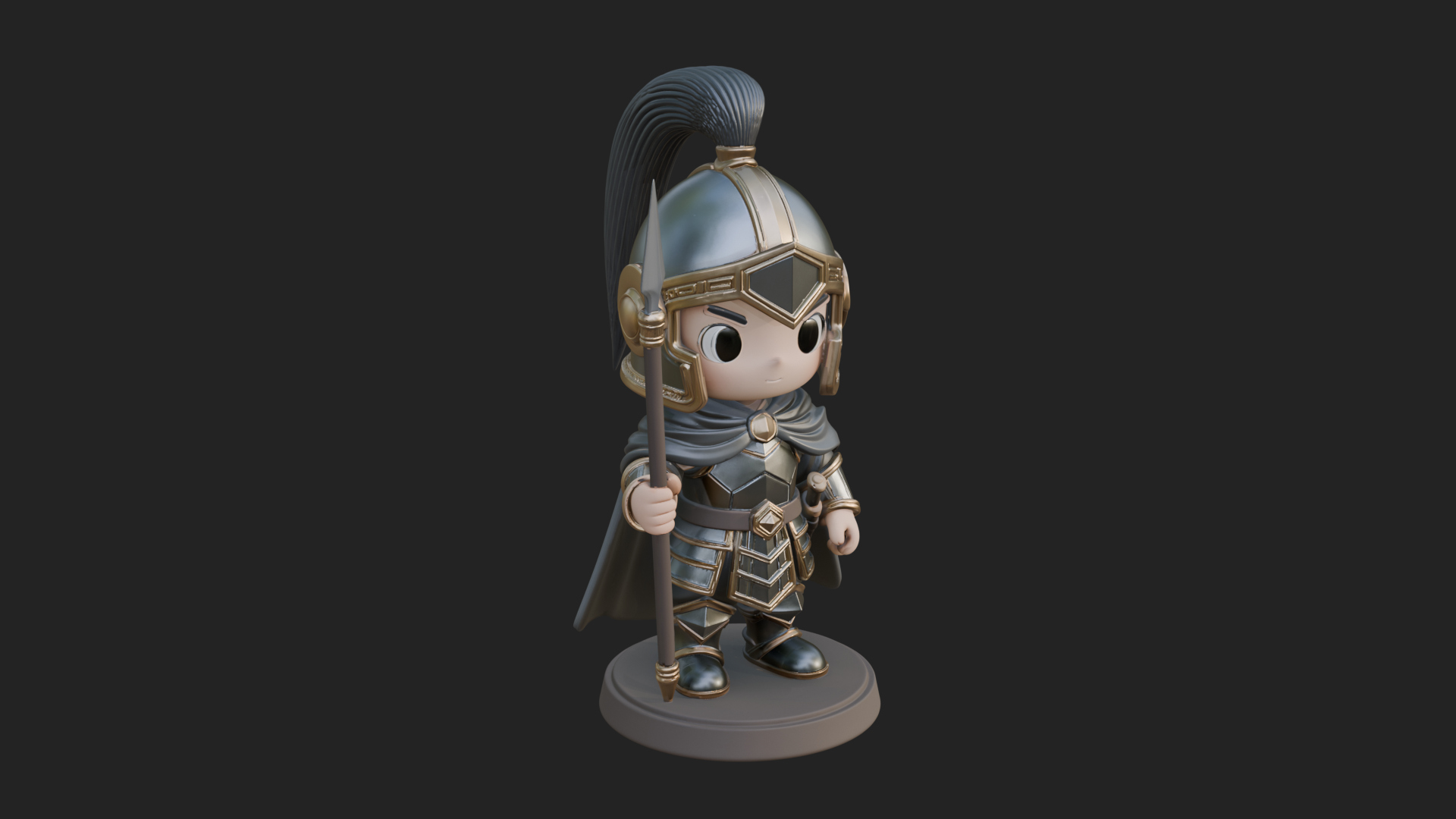 Chibi Crested Helm Soldier Statue Design 7 3D Print Model 3D Model