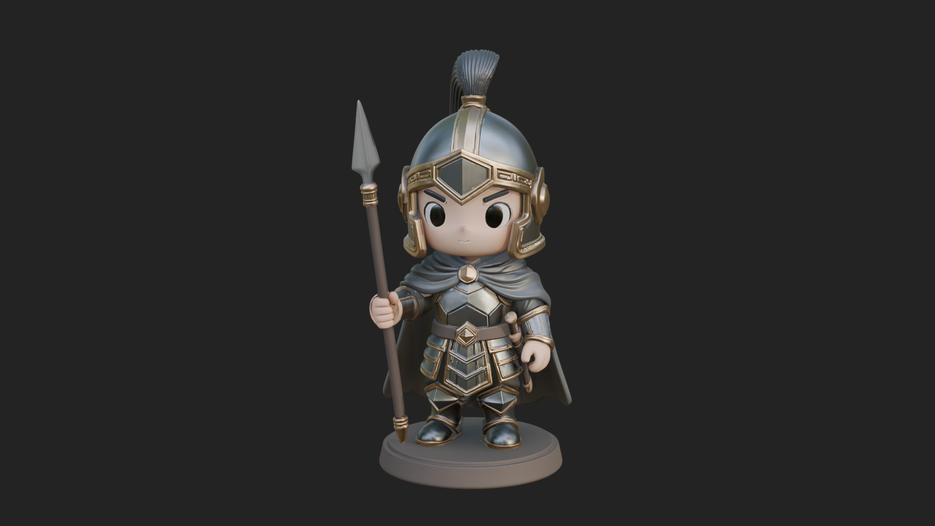 Chibi Crested Helm Soldier Statue Design 7 3D Print Model 3D Model