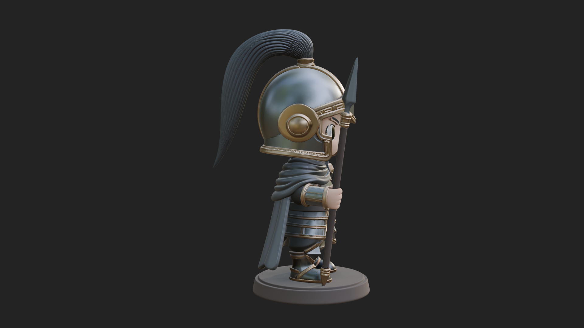 Chibi Crested Helm Soldier Statue Design 7 3D Print Model 3D Model