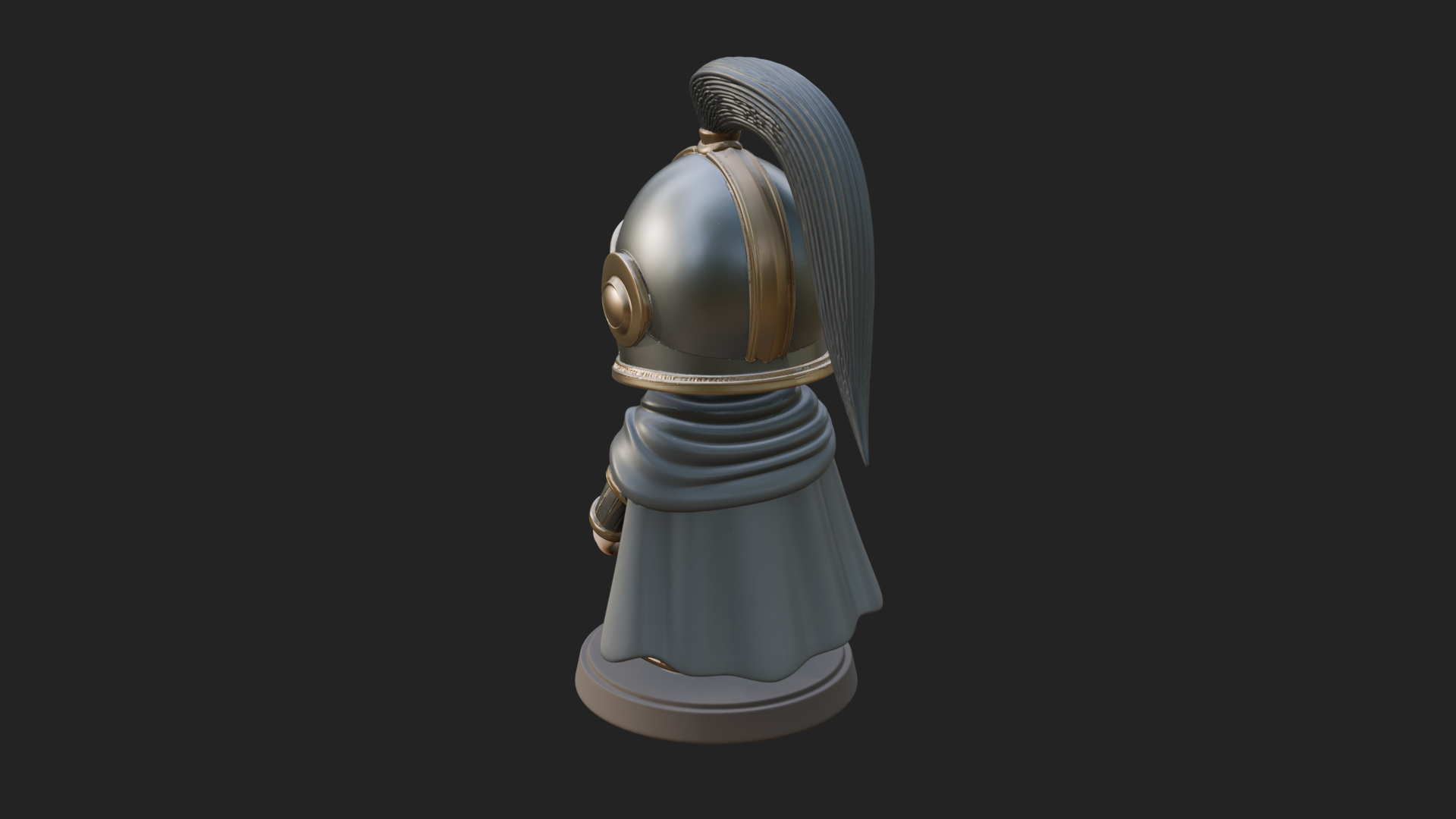 Chibi Crested Helm Soldier Statue Design 7 3D Print Model 3D Model