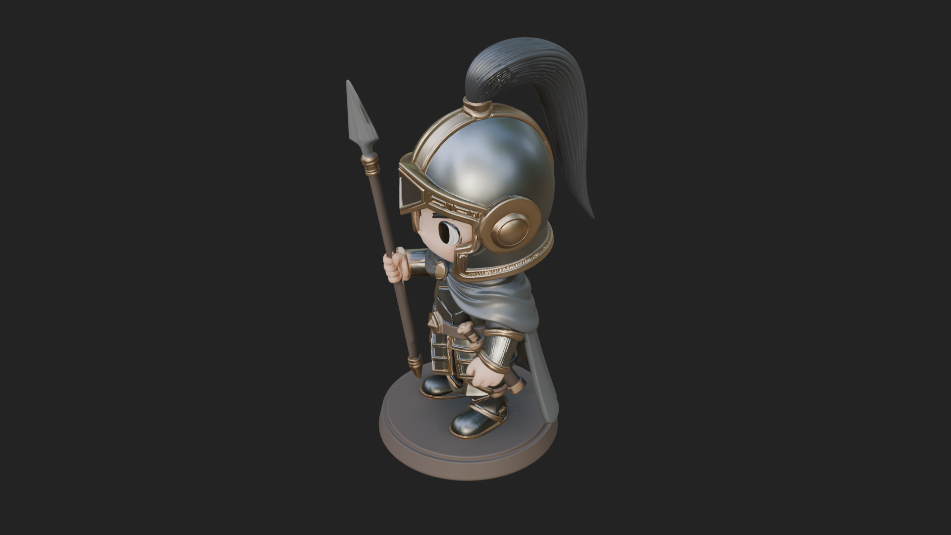 Chibi Crested Helm Soldier Statue Design 7 3D Print Model 3D Model