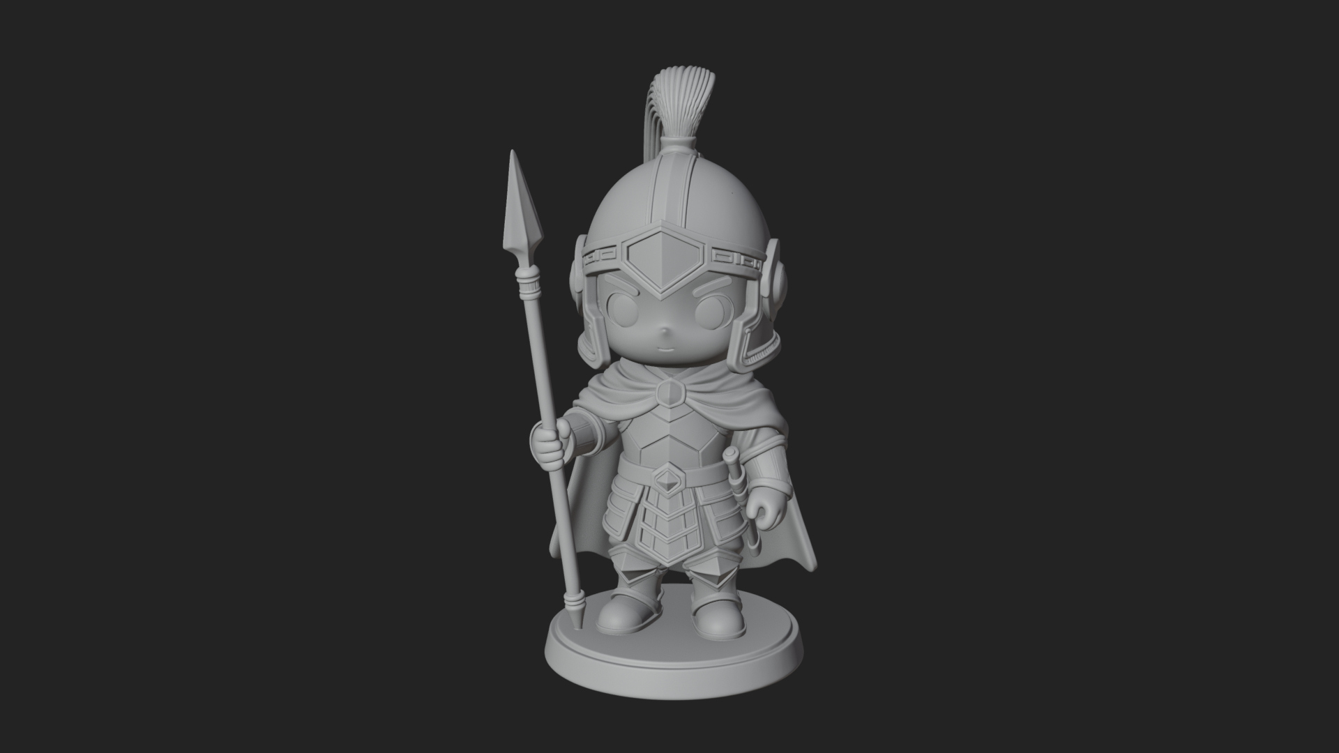 Chibi Crested Helm Soldier Statue Design 7 3D Print Model 3D Model