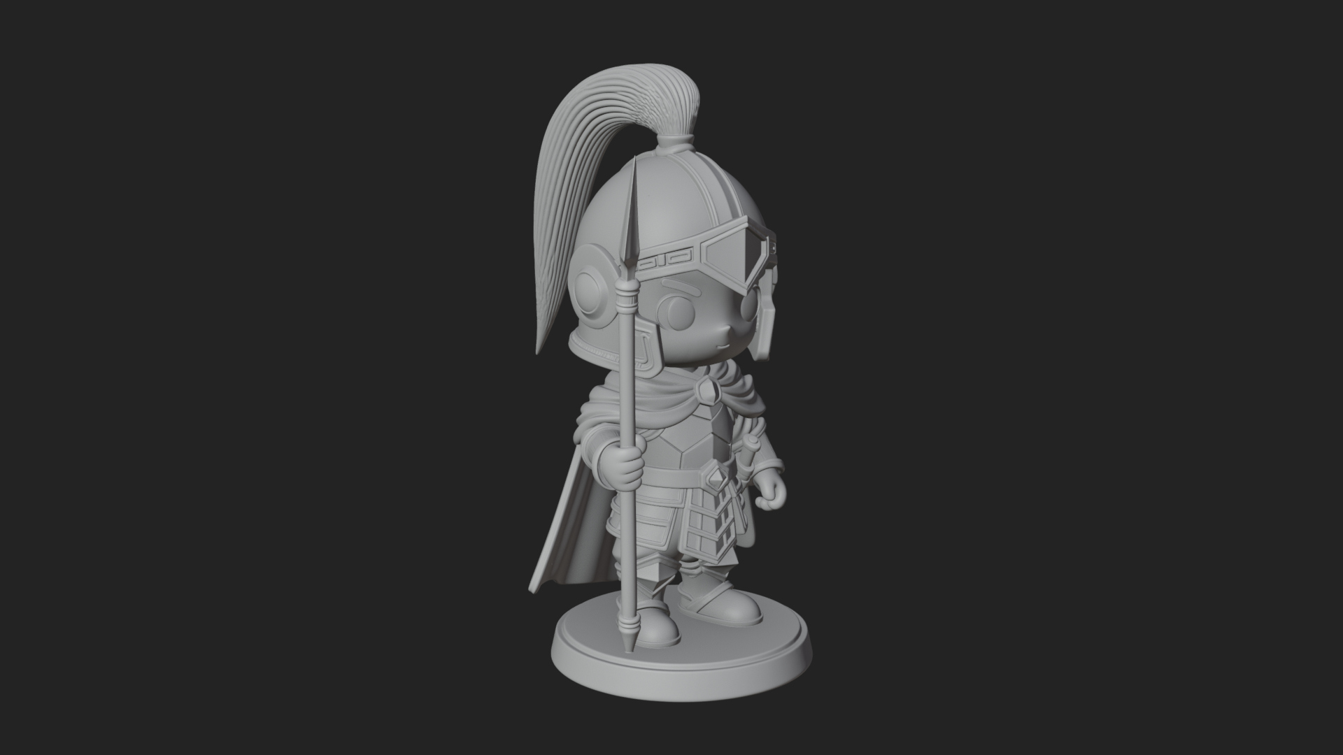 Chibi Crested Helm Soldier Statue Design 7 3D Print Model 3D Model