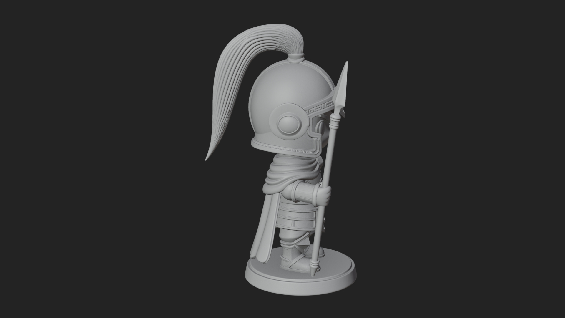 Chibi Crested Helm Soldier Statue Design 7 3D Print Model 3D Model