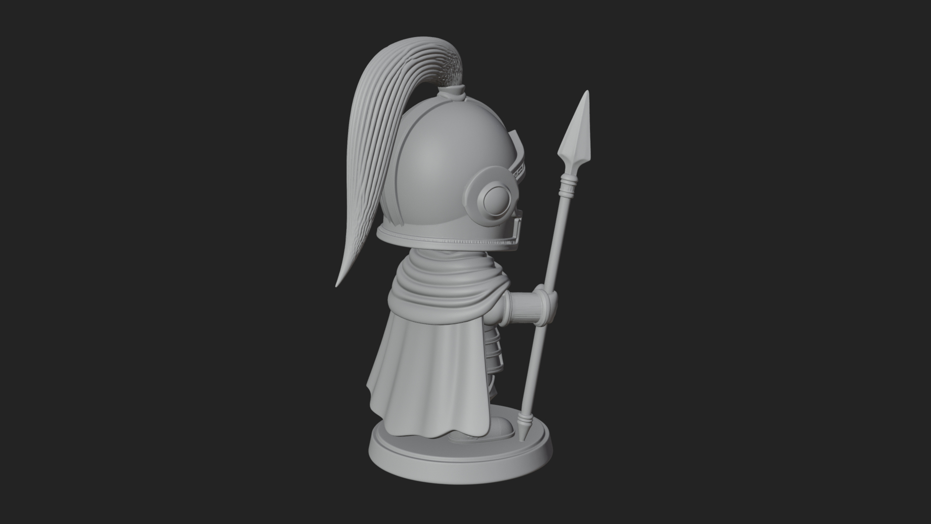 Chibi Crested Helm Soldier Statue Design 7 3D Print Model 3D Model