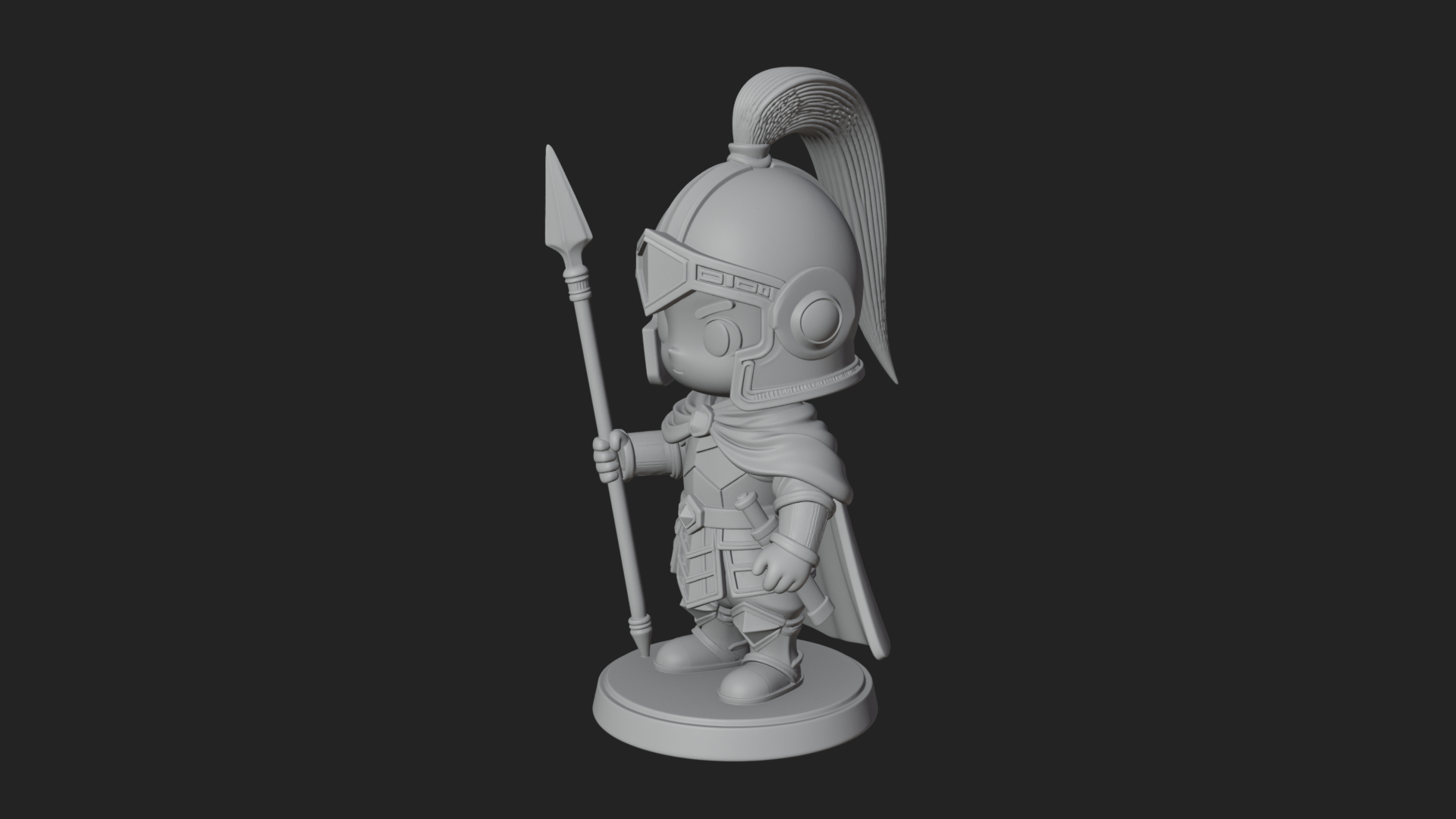 Chibi Crested Helm Soldier Statue Design 7 3D Print Model 3D Model