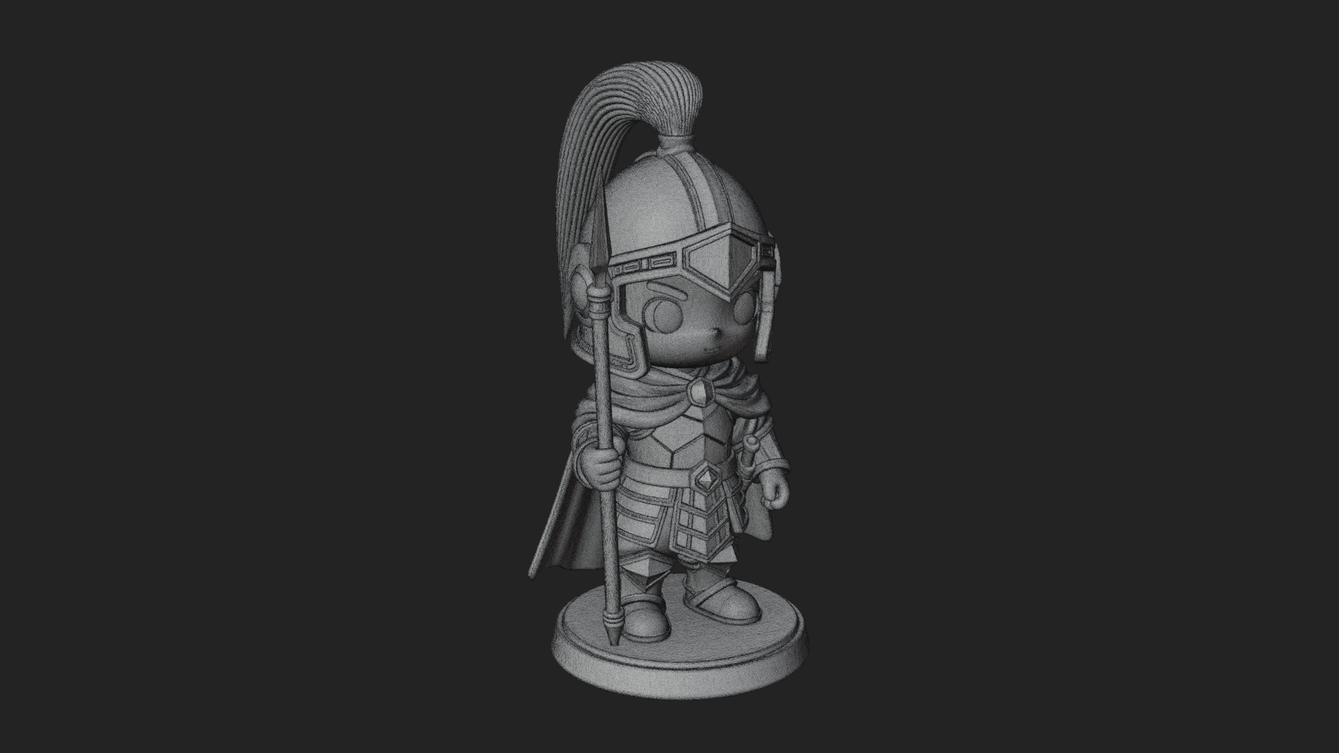 Chibi Crested Helm Soldier Statue Design 7 3D Print Model 3D Model