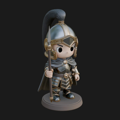 Chibi Crested Helm Soldier Statue Design 7 3D Print Model