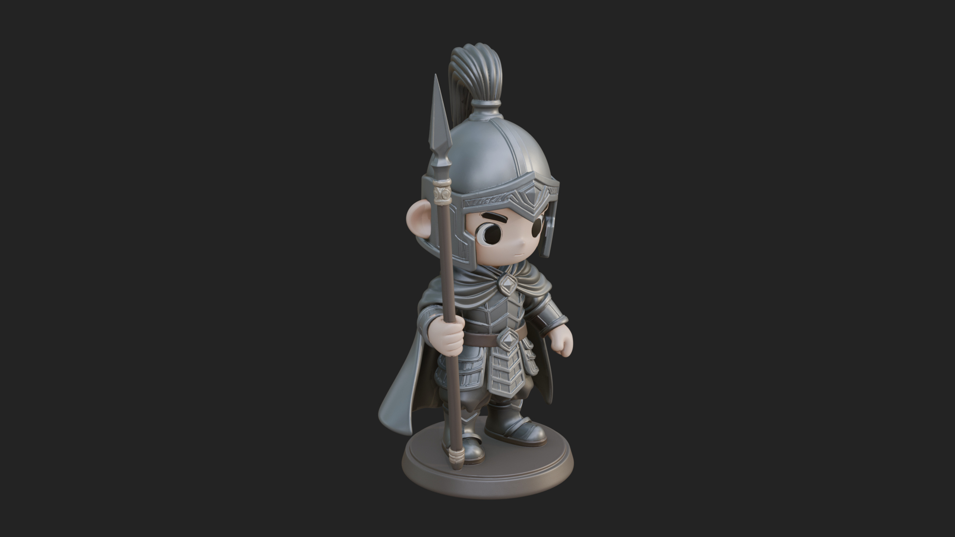 Chibi Crested Helm Soldier Statue Design 8 3D Print Model 3D Model