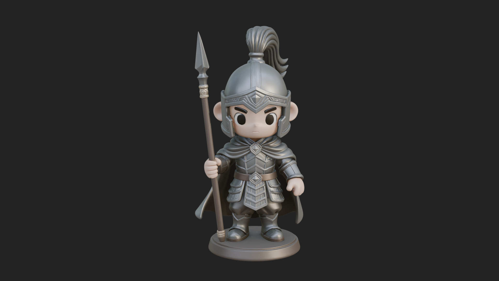 Chibi Crested Helm Soldier Statue Design 8 3D Print Model 3D Model