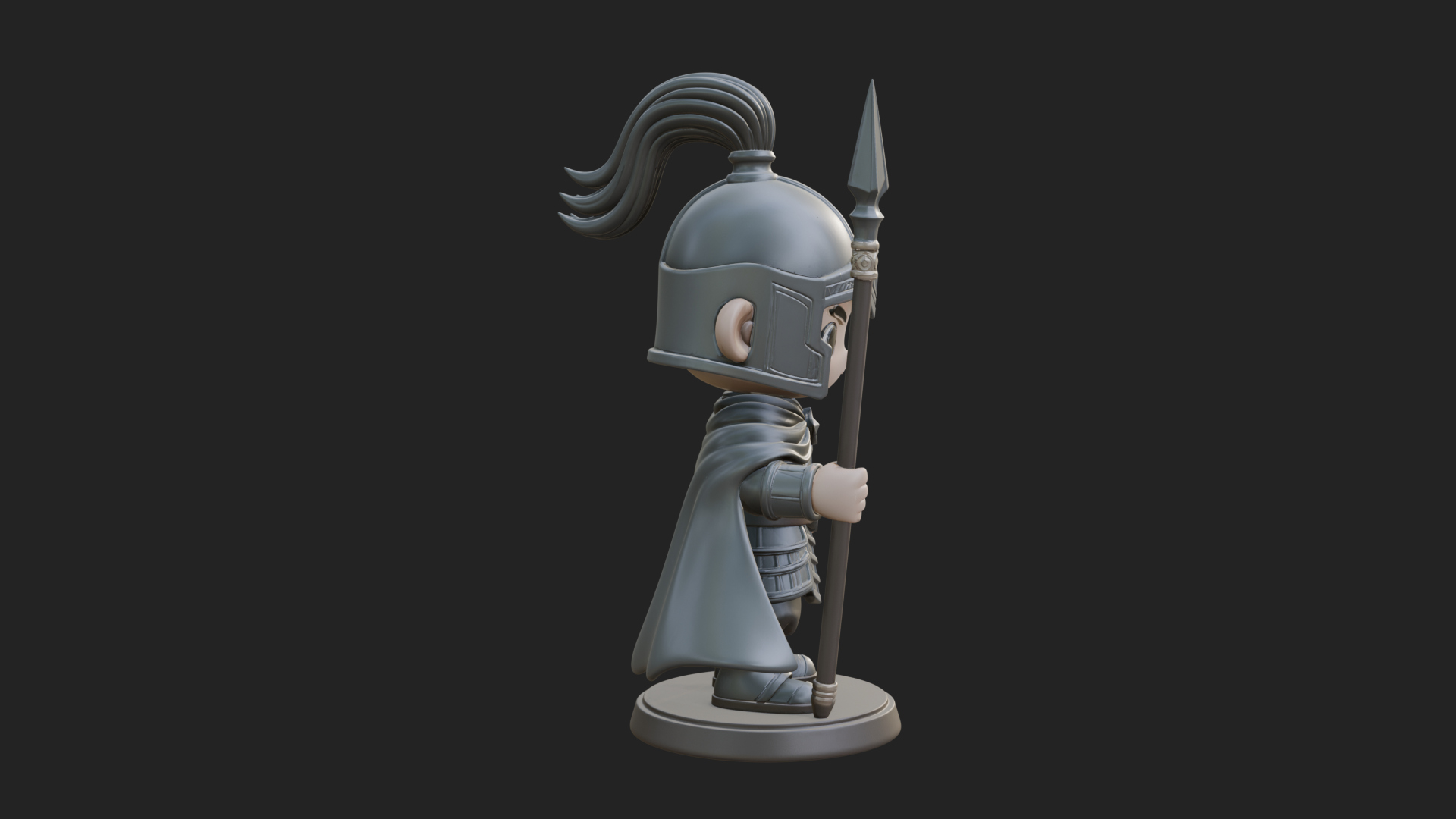 Chibi Crested Helm Soldier Statue Design 8 3D Print Model 3D Model