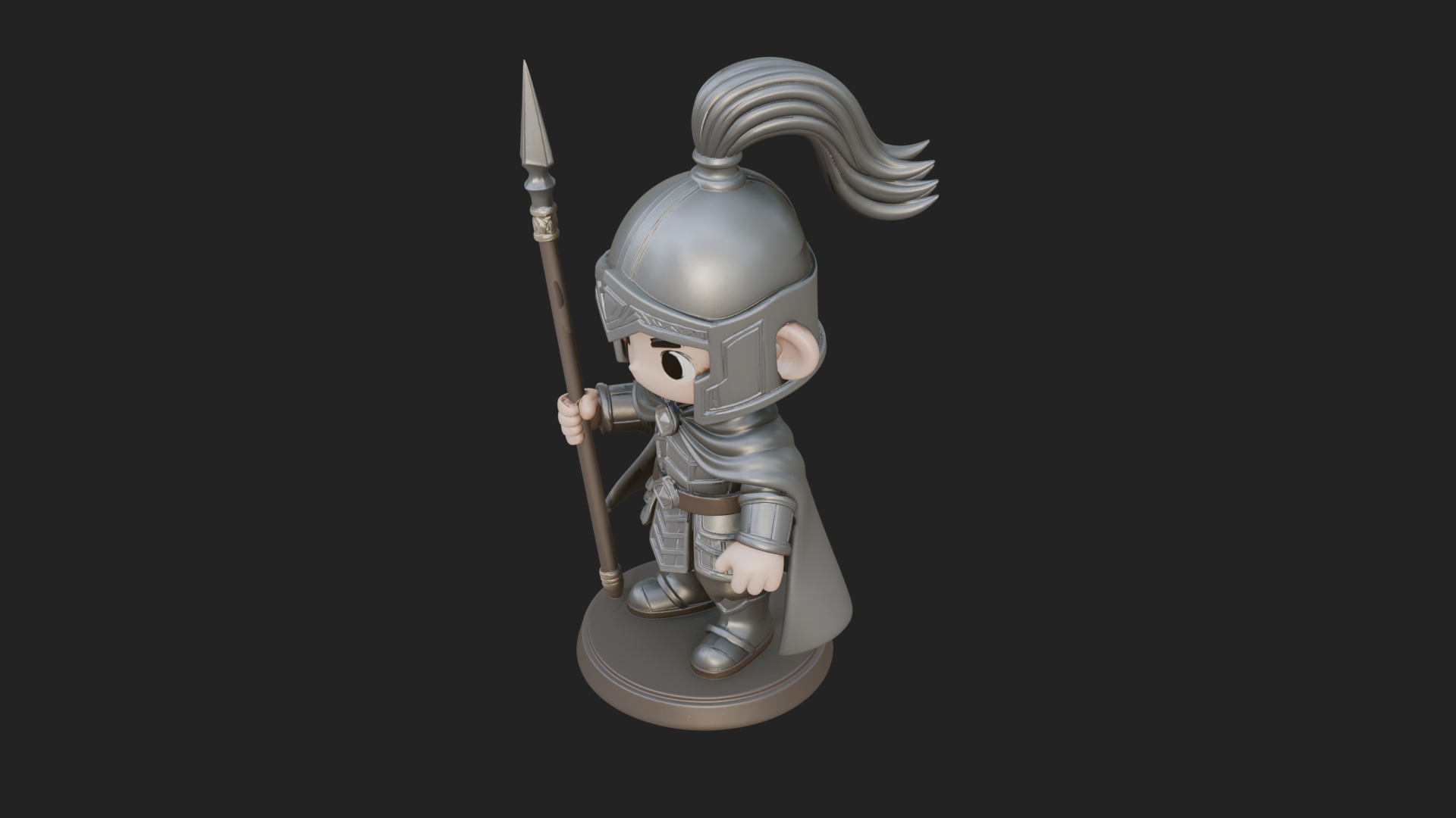 Chibi Crested Helm Soldier Statue Design 8 3D Print Model 3D Model