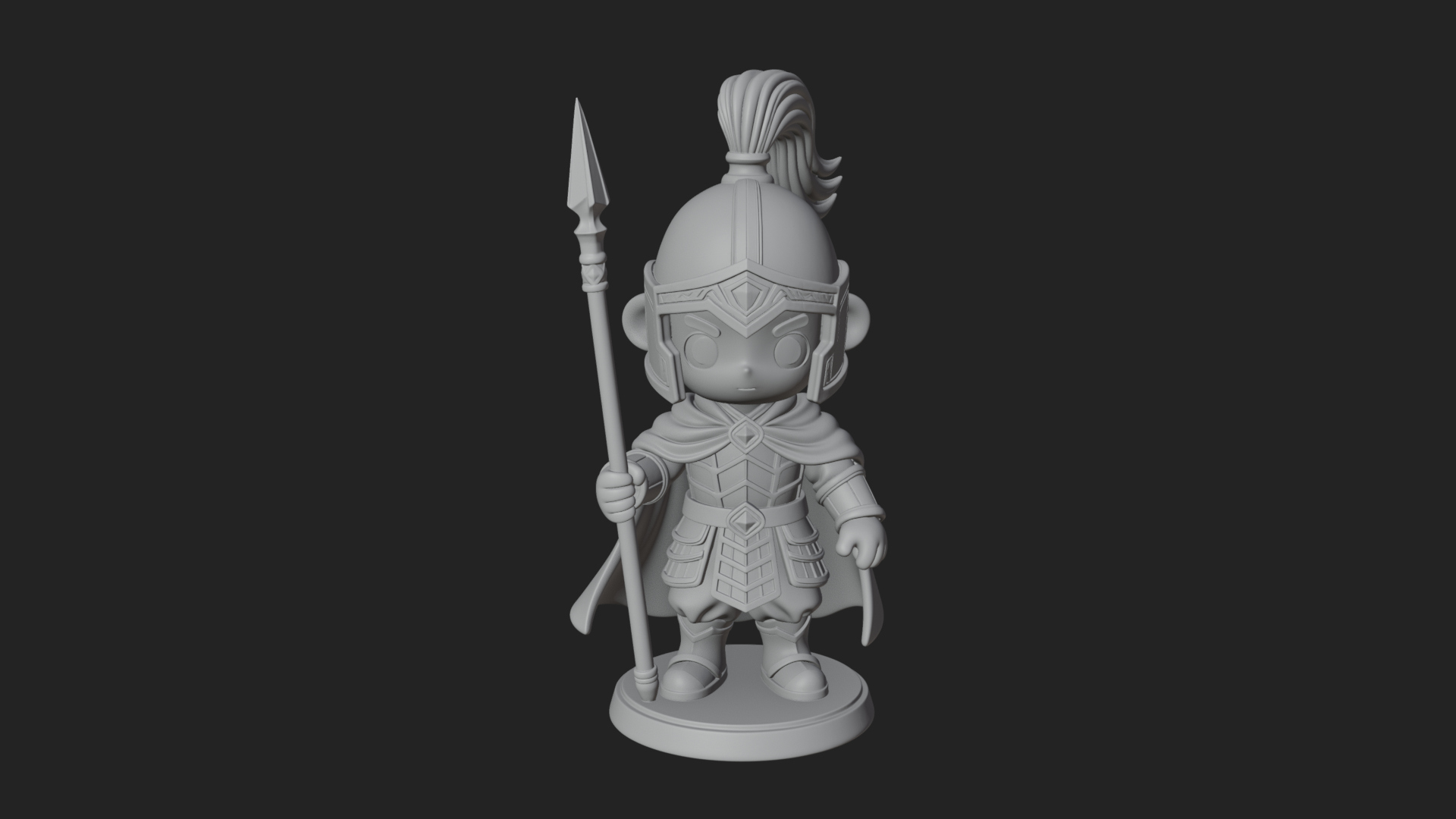 Chibi Crested Helm Soldier Statue Design 8 3D Print Model 3D Model