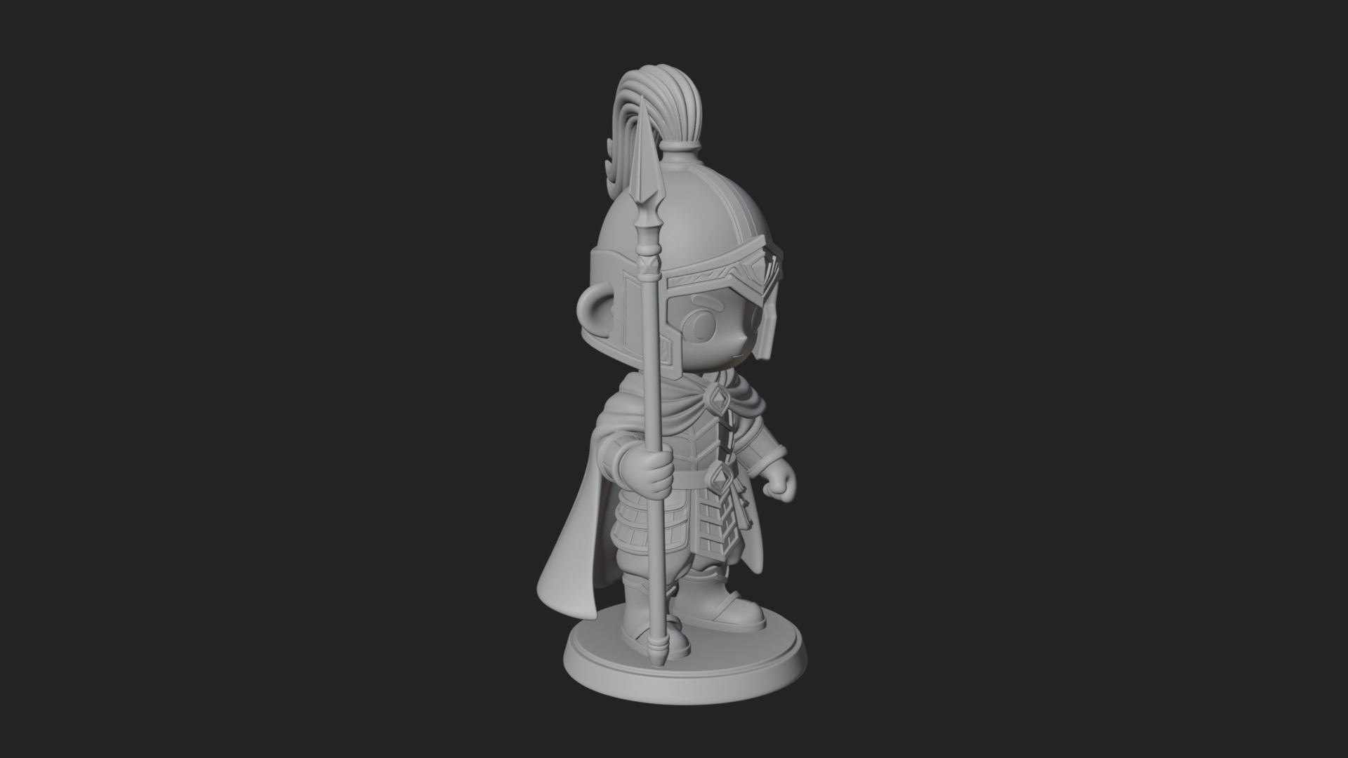 Chibi Crested Helm Soldier Statue Design 8 3D Print Model 3D Model