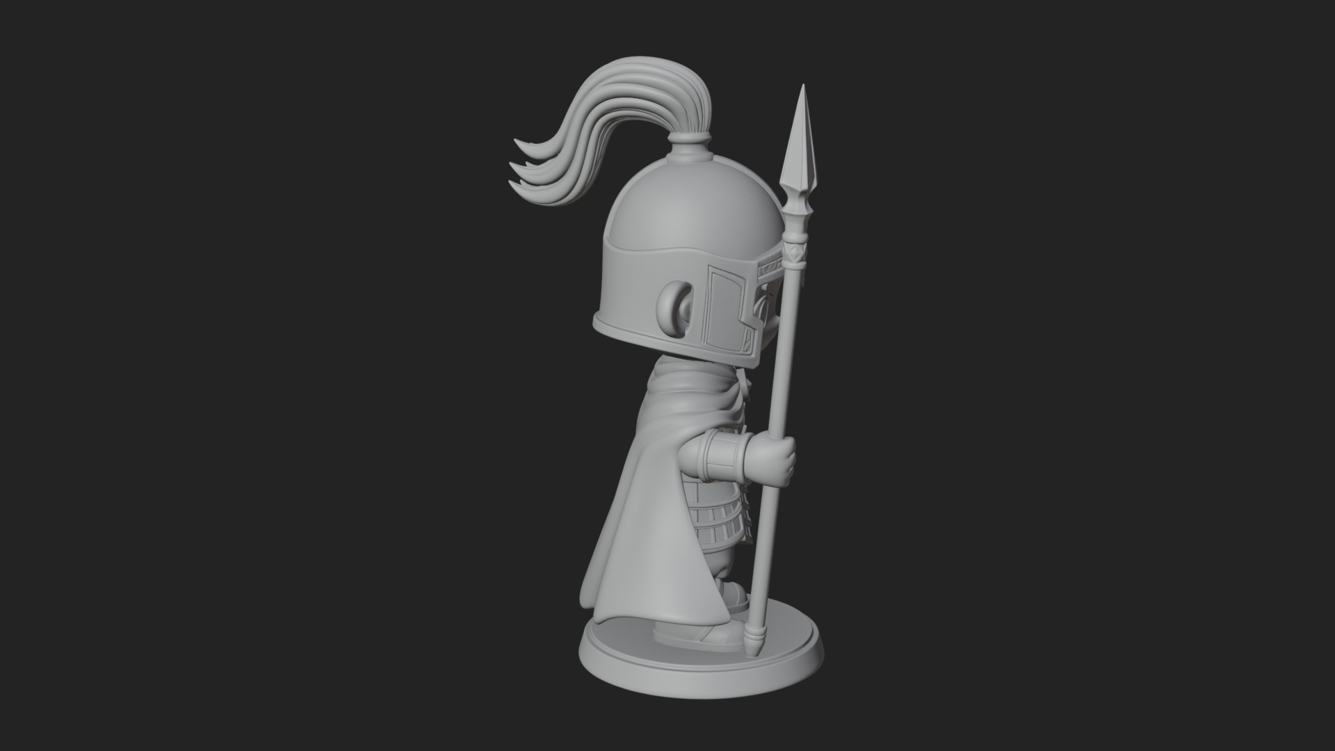 Chibi Crested Helm Soldier Statue Design 8 3D Print Model 3D Model