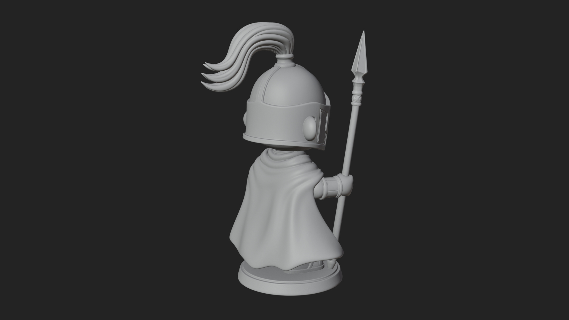 Chibi Crested Helm Soldier Statue Design 8 3D Print Model 3D Model