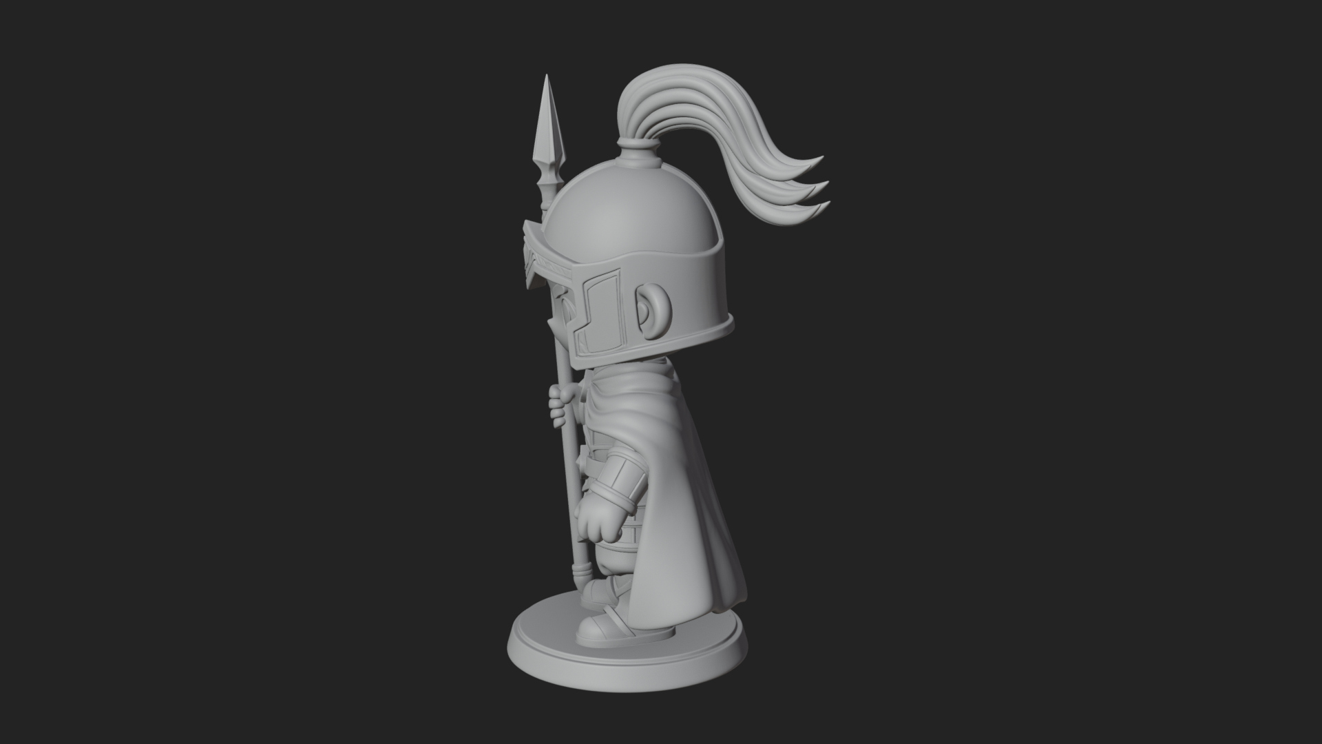 Chibi Crested Helm Soldier Statue Design 8 3D Print Model 3D Model