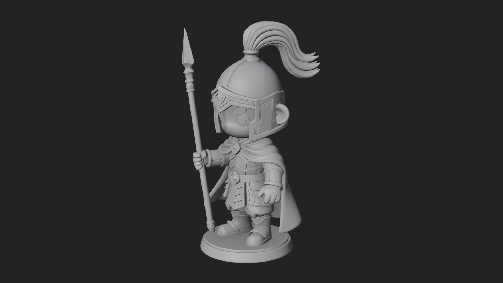 Chibi Crested Helm Soldier Statue Design 8 3D Print Model 3D Model