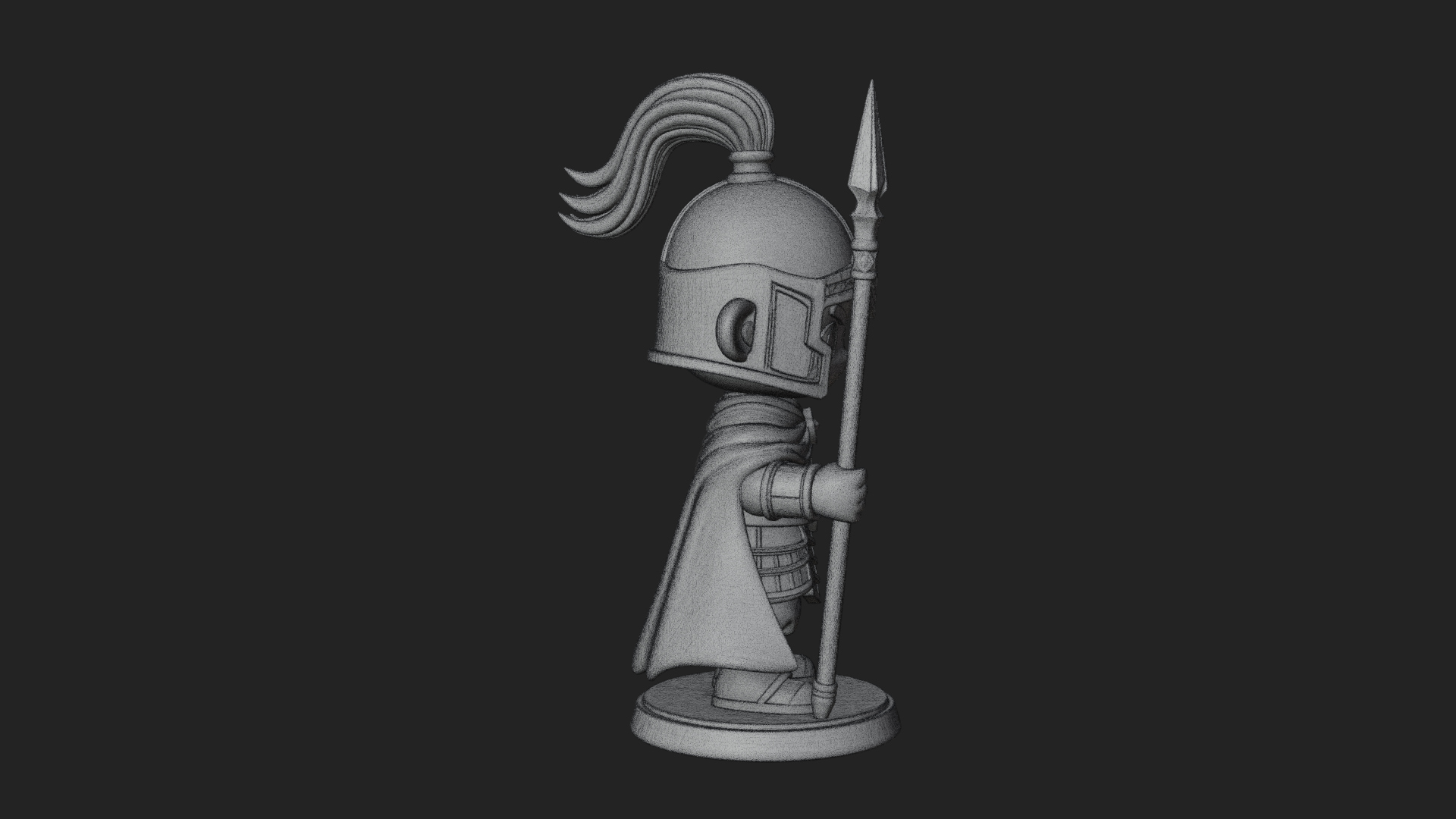 Chibi Crested Helm Soldier Statue Design 8 3D Print Model 3D Model