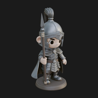 Chibi Crested Helm Soldier Statue Design 8 3D Print Model