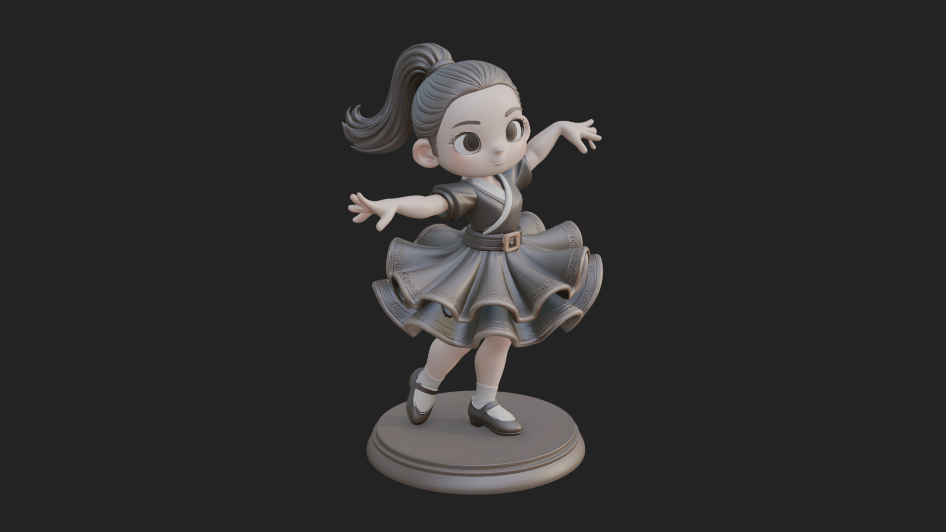Chibi Dancing Girl Statue Design 1 3D Print Model 3D Model