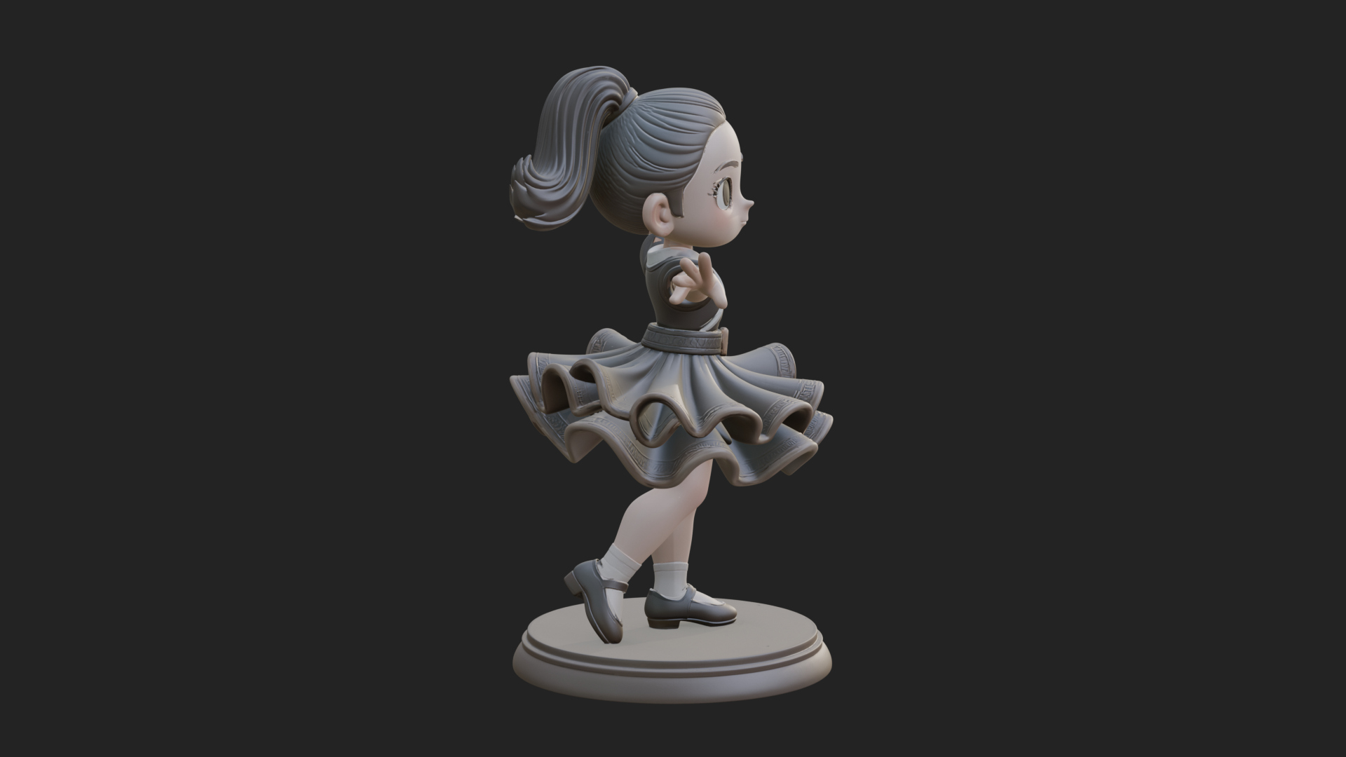 Chibi Dancing Girl Statue Design 1 3D Print Model 3D Model