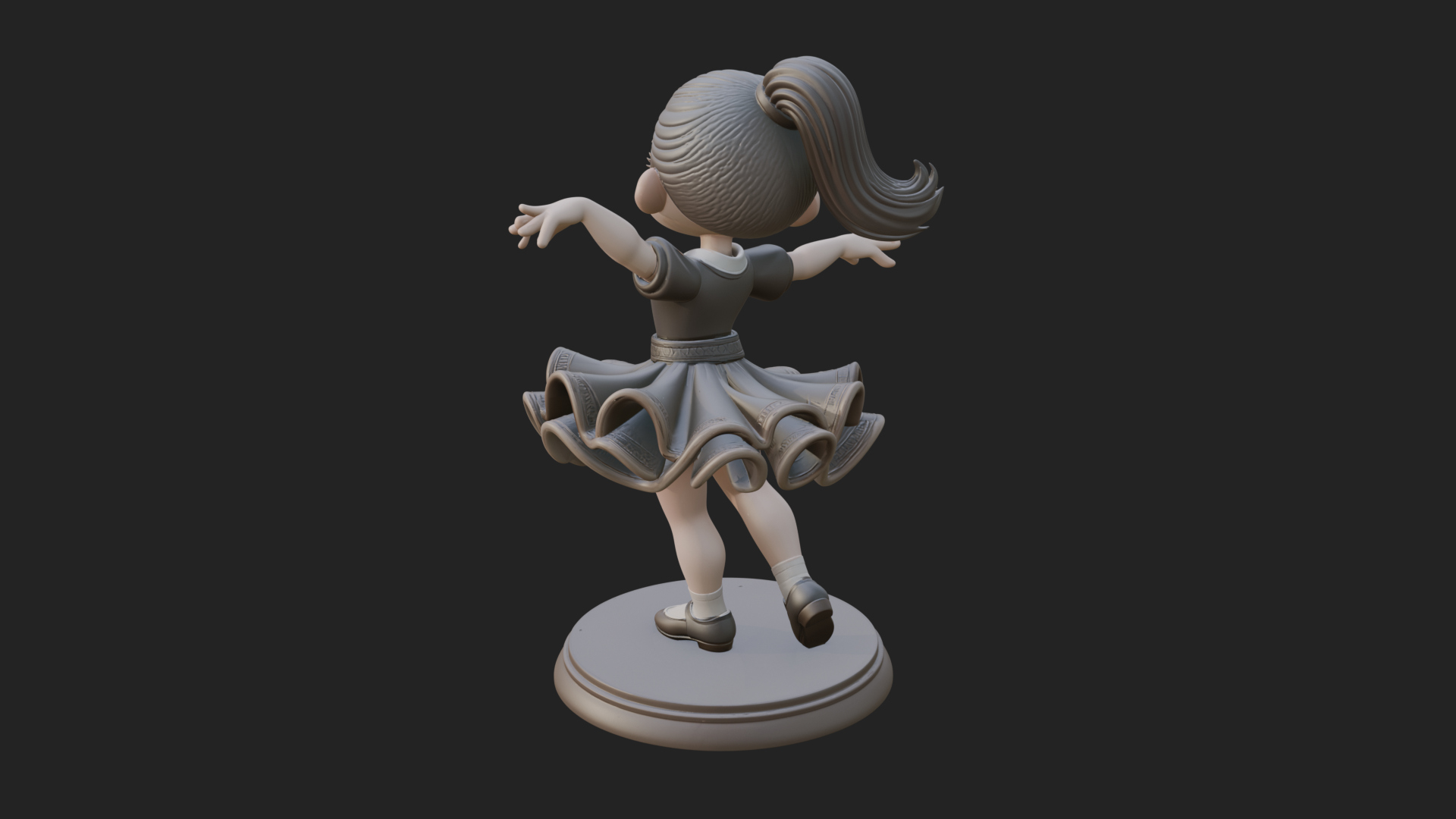 Chibi Dancing Girl Statue Design 1 3D Print Model 3D Model