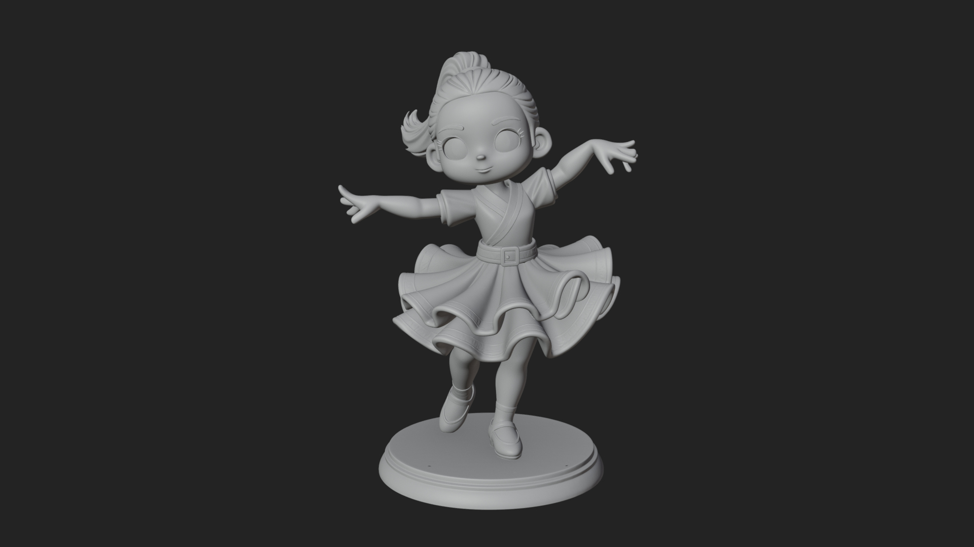Chibi Dancing Girl Statue Design 1 3D Print Model 3D Model