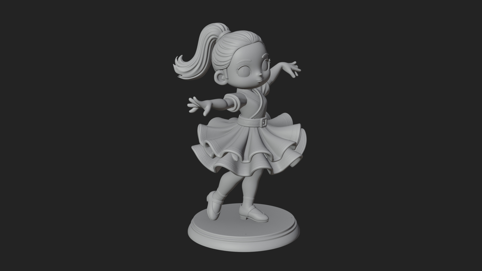 Chibi Dancing Girl Statue Design 1 3D Print Model 3D Model