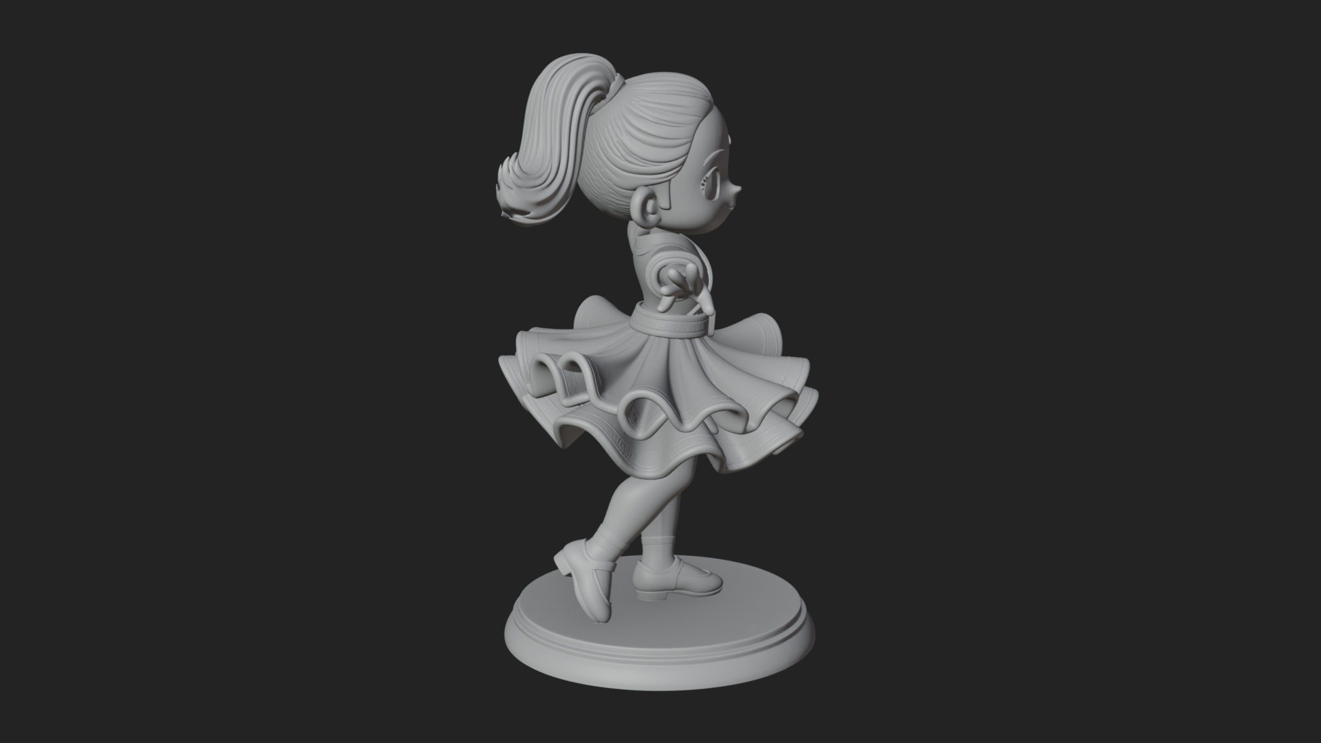 Chibi Dancing Girl Statue Design 1 3D Print Model 3D Model