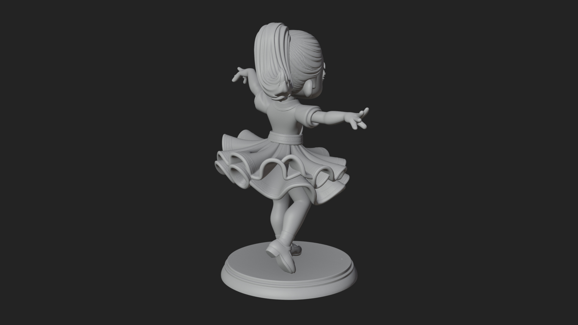 Chibi Dancing Girl Statue Design 1 3D Print Model 3D Model