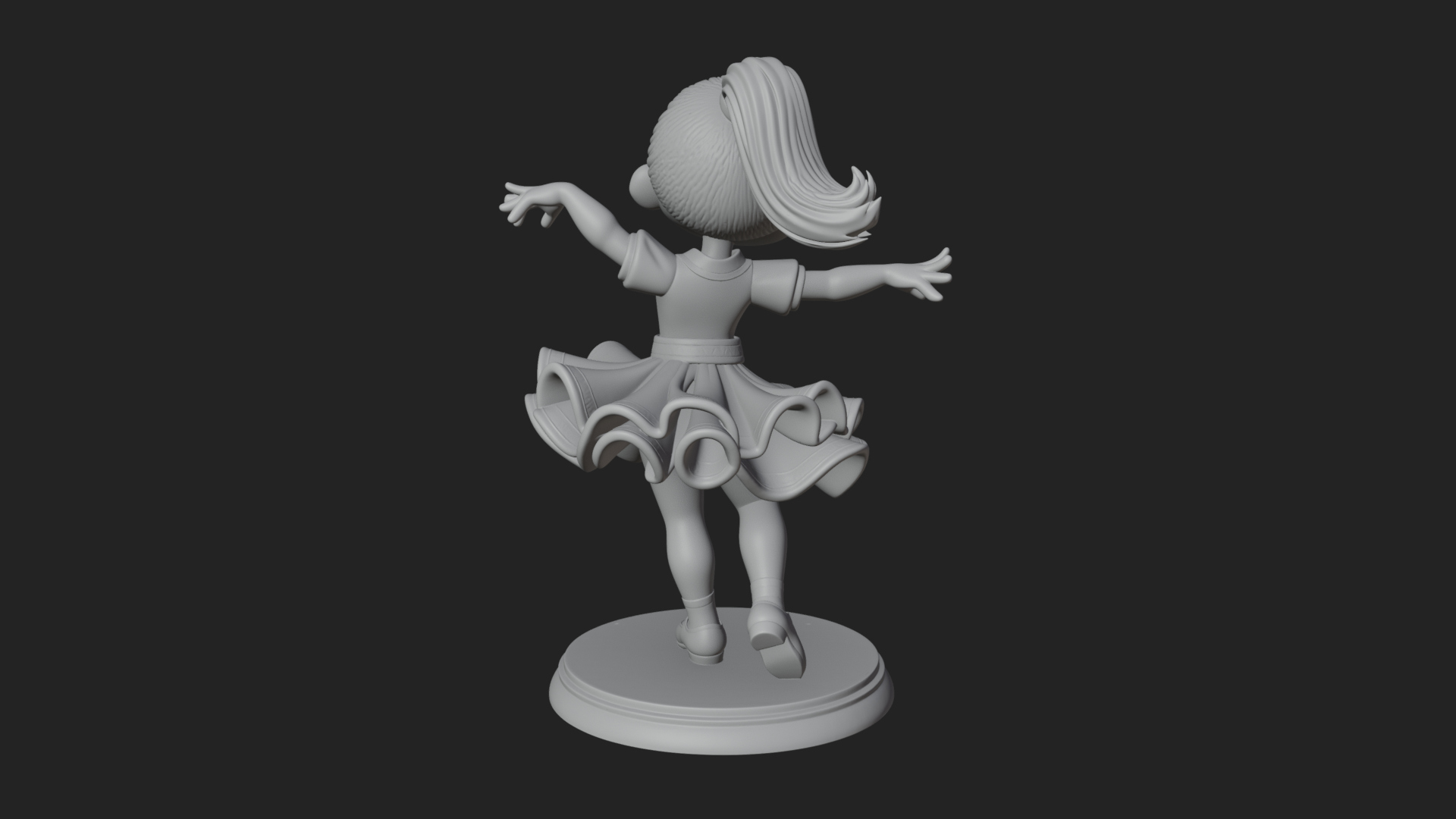 Chibi Dancing Girl Statue Design 1 3D Print Model 3D Model