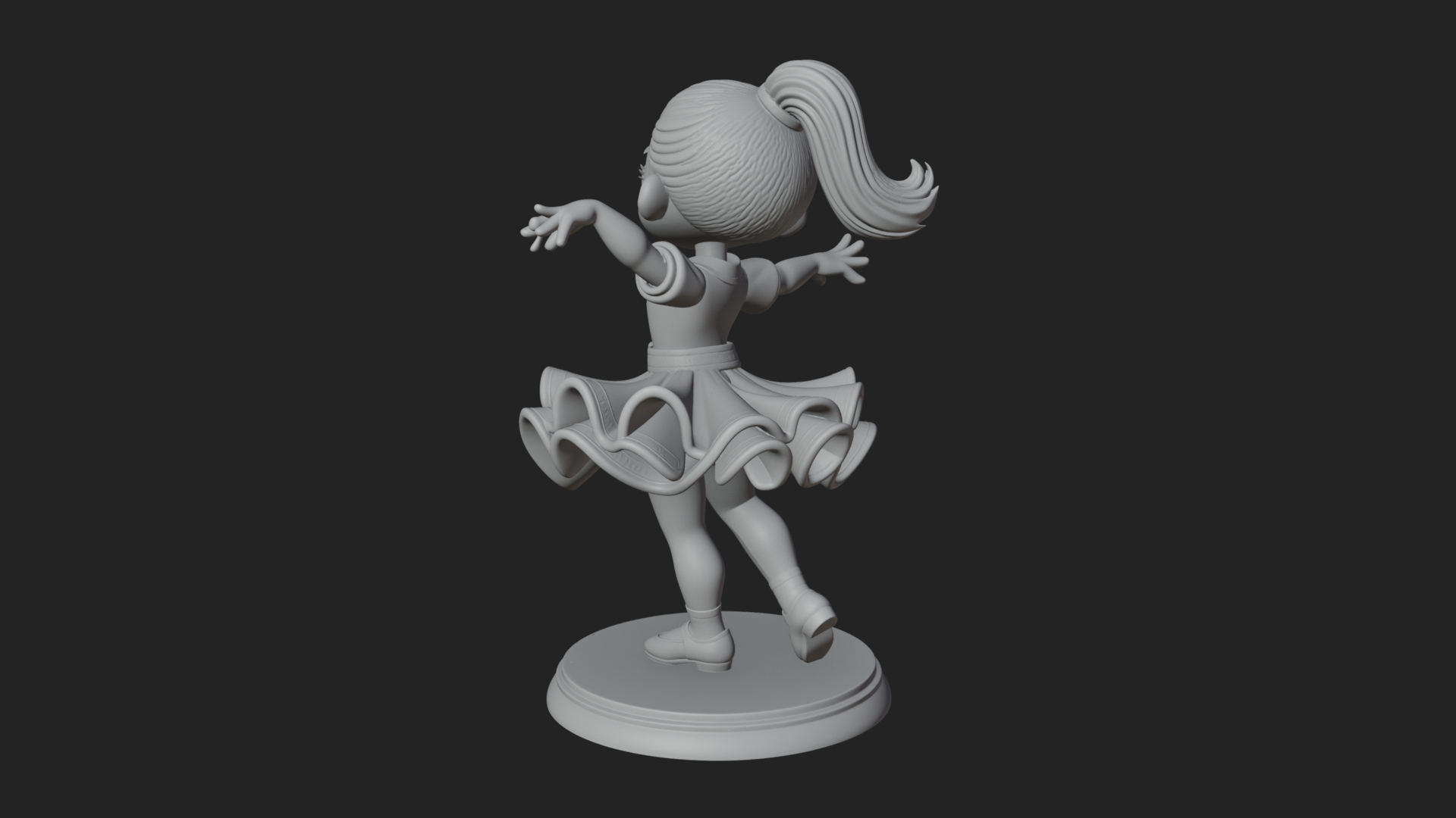 Chibi Dancing Girl Statue Design 1 3D Print Model 3D Model