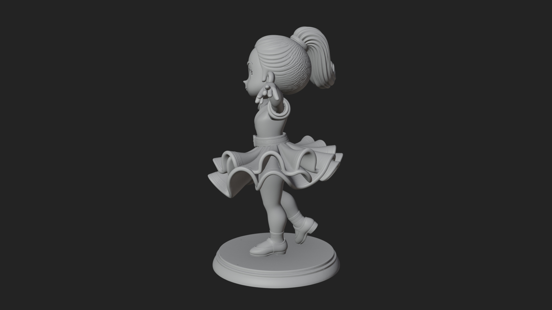 Chibi Dancing Girl Statue Design 1 3D Print Model 3D Model