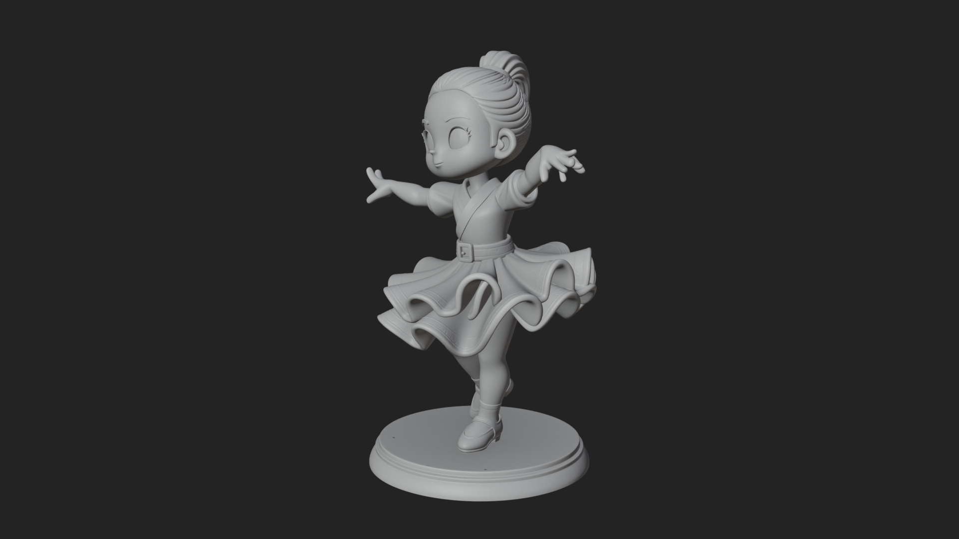 Chibi Dancing Girl Statue Design 1 3D Print Model 3D Model