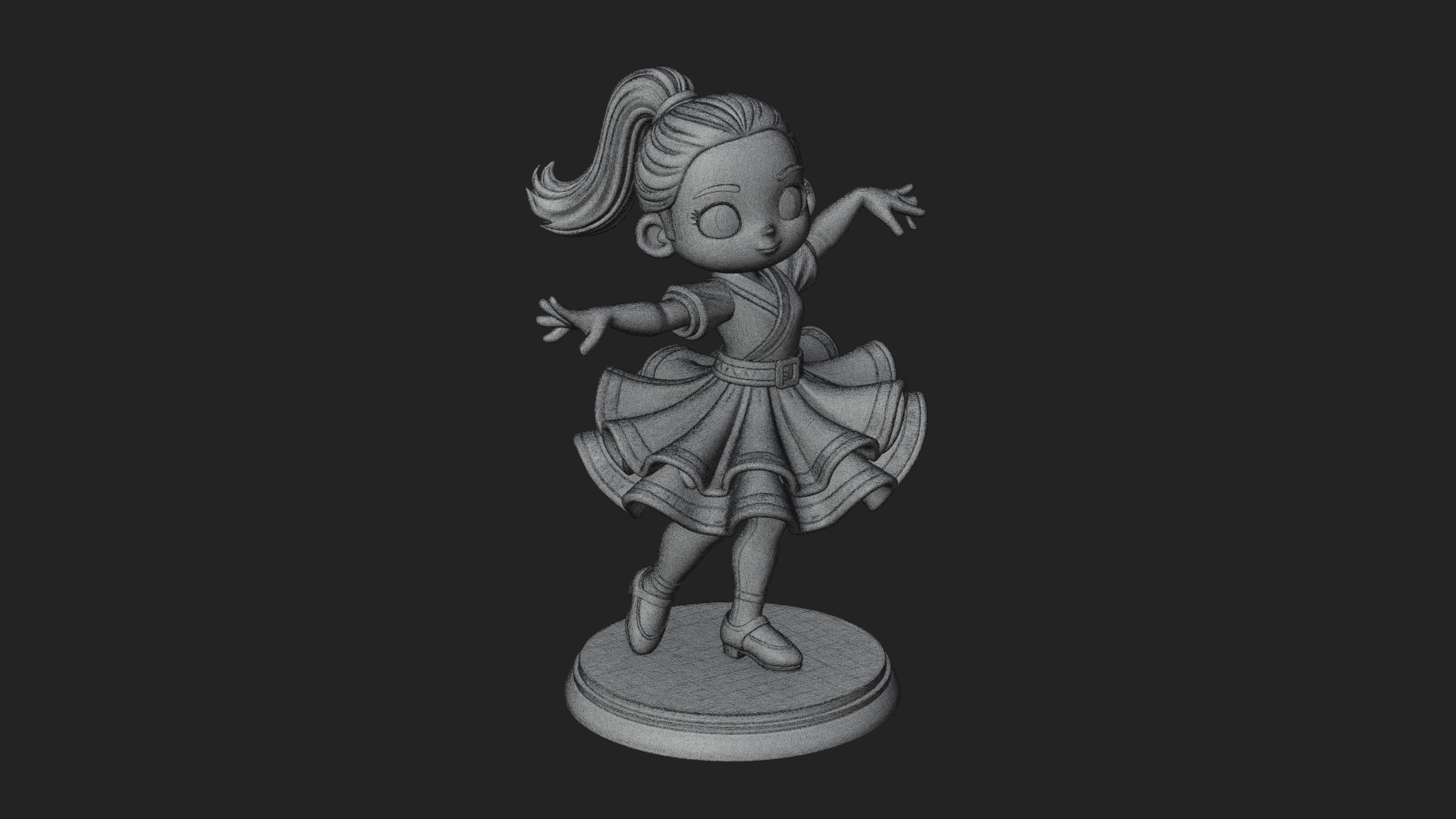 Chibi Dancing Girl Statue Design 1 3D Print Model 3D Model