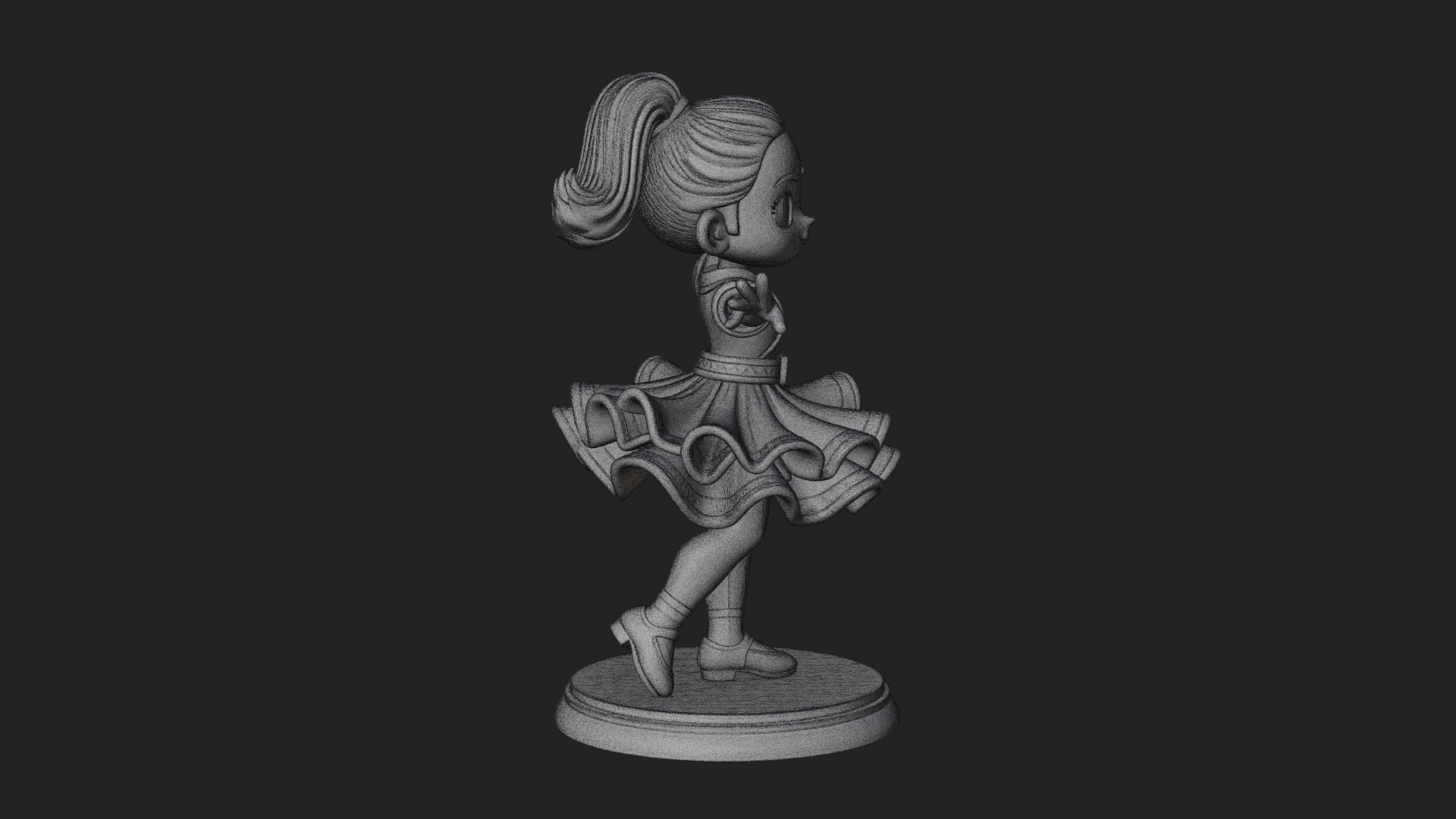 Chibi Dancing Girl Statue Design 1 3D Print Model 3D Model